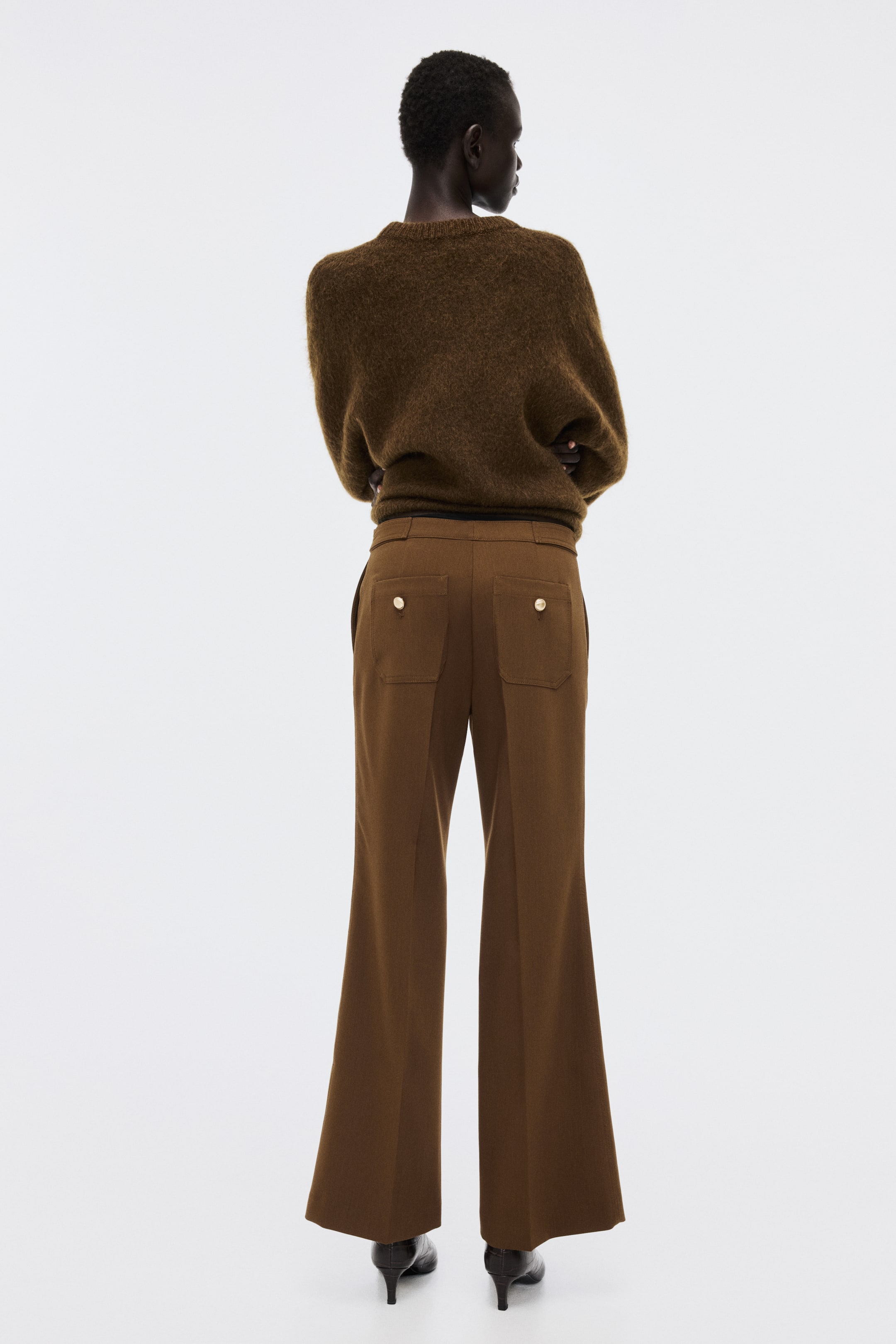 View larger image: Flared tailored trousers - Dark brown - Ladies | H&M 4