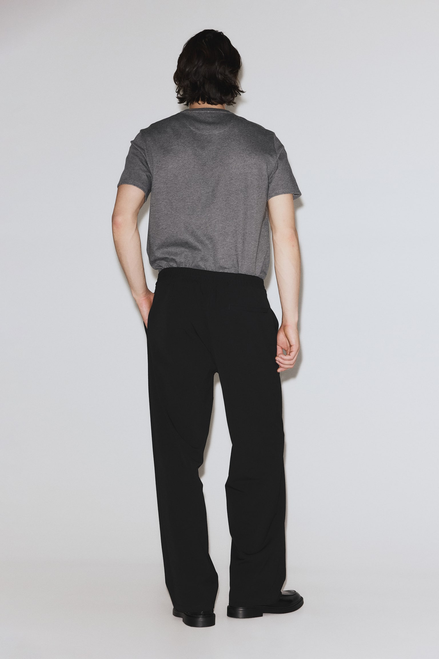 Four-way Stretch Wide Pull-on trousers - Black/Dark brown - 8