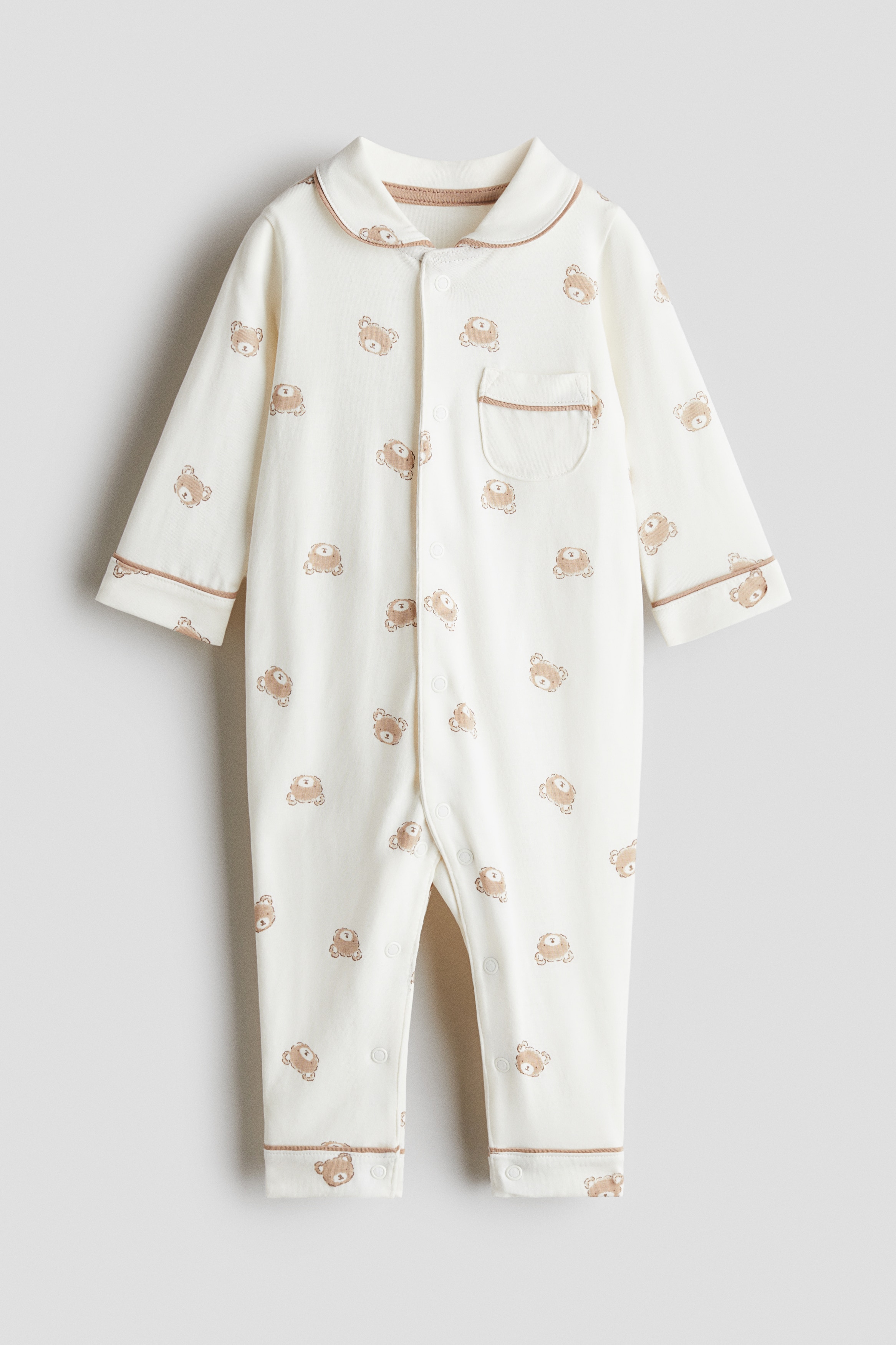 H & M - コットンジャージーカバーオールパジャマ - ホワイト