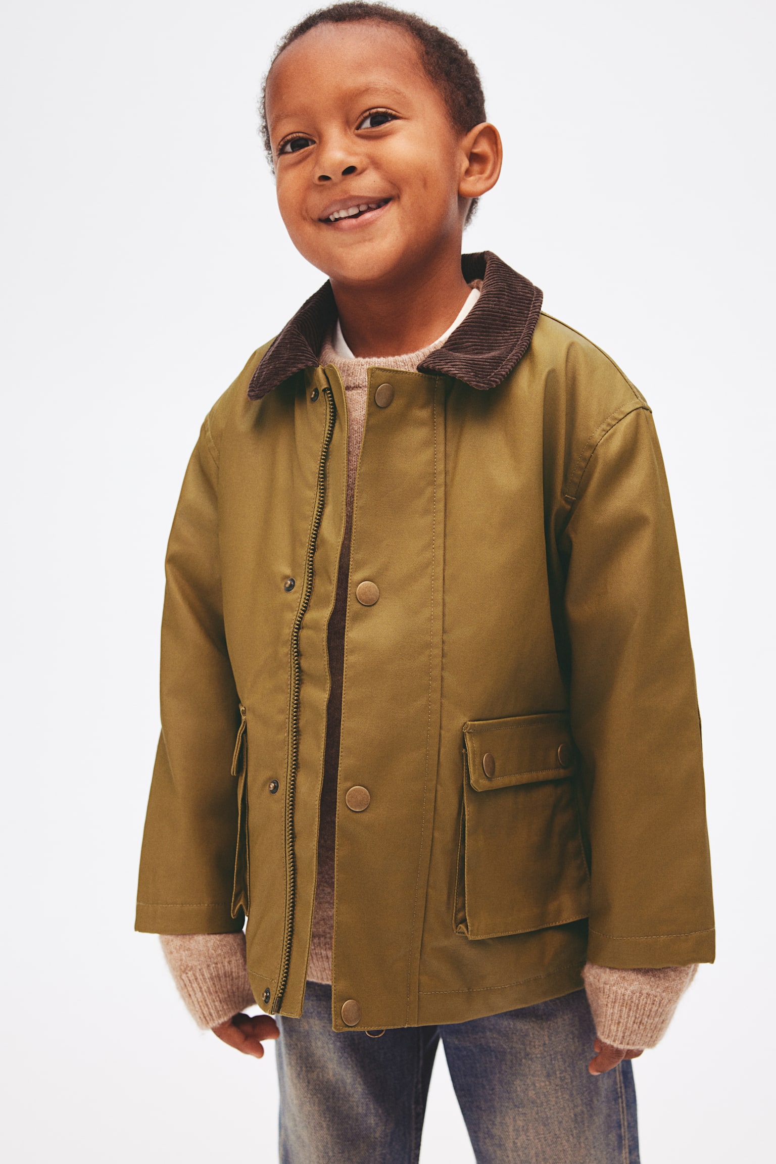 Waxed twill jacket - Green/Light beige - 2