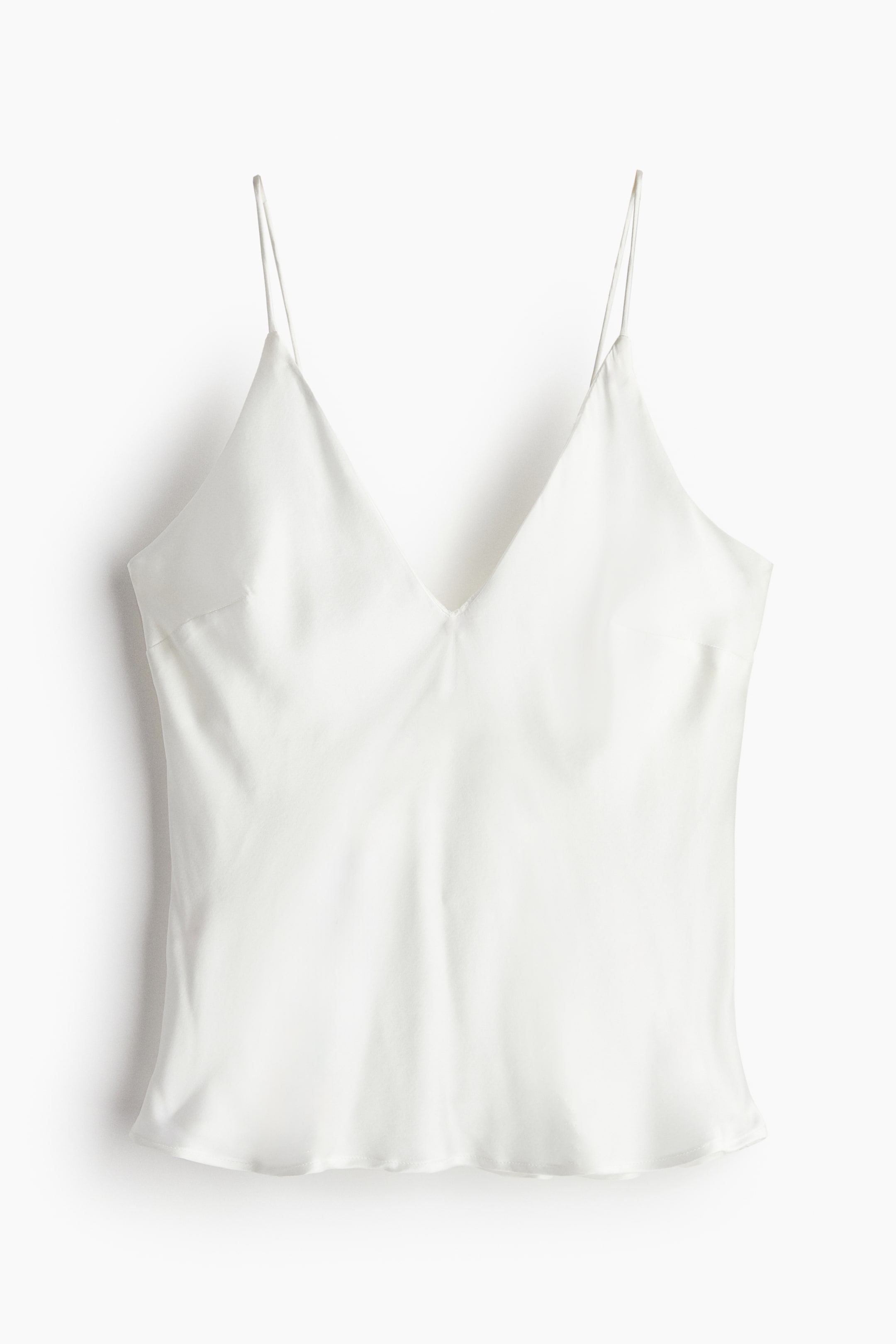 Silk-blend Satin Camisole Top - Low-cut Neckline - Sleeveless - White ...