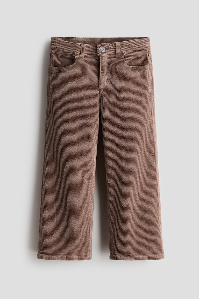 Široke pantalone od rebrastog pamučnog somota