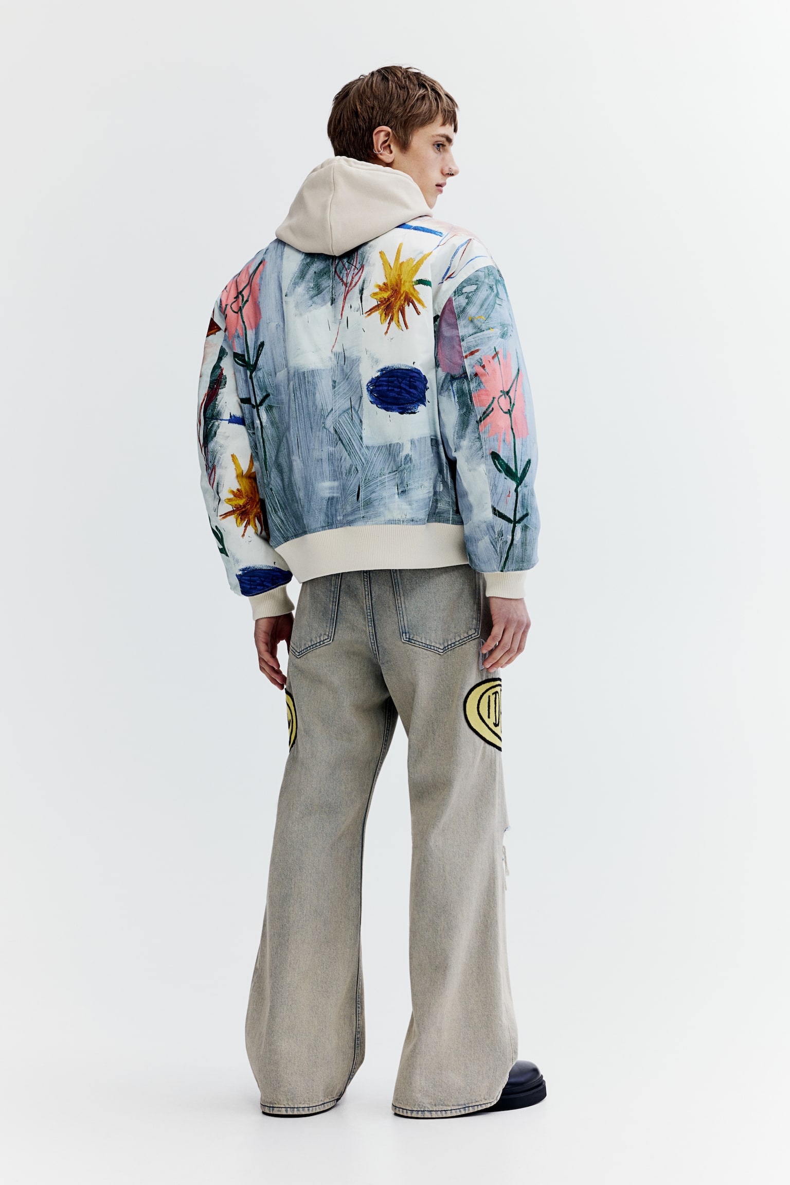 Loose Fit Bomber Jacket - Light blue/Basquiat - 3