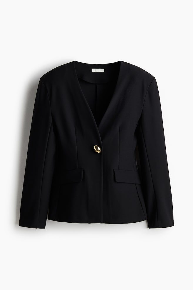 Collarless blazer - Black - 1