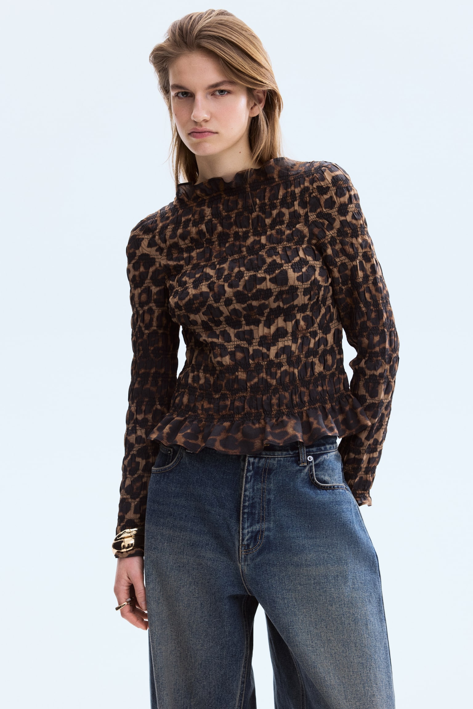 Smocked top - Beige/Leopard print/Rust brown/Beige/Floral - 5