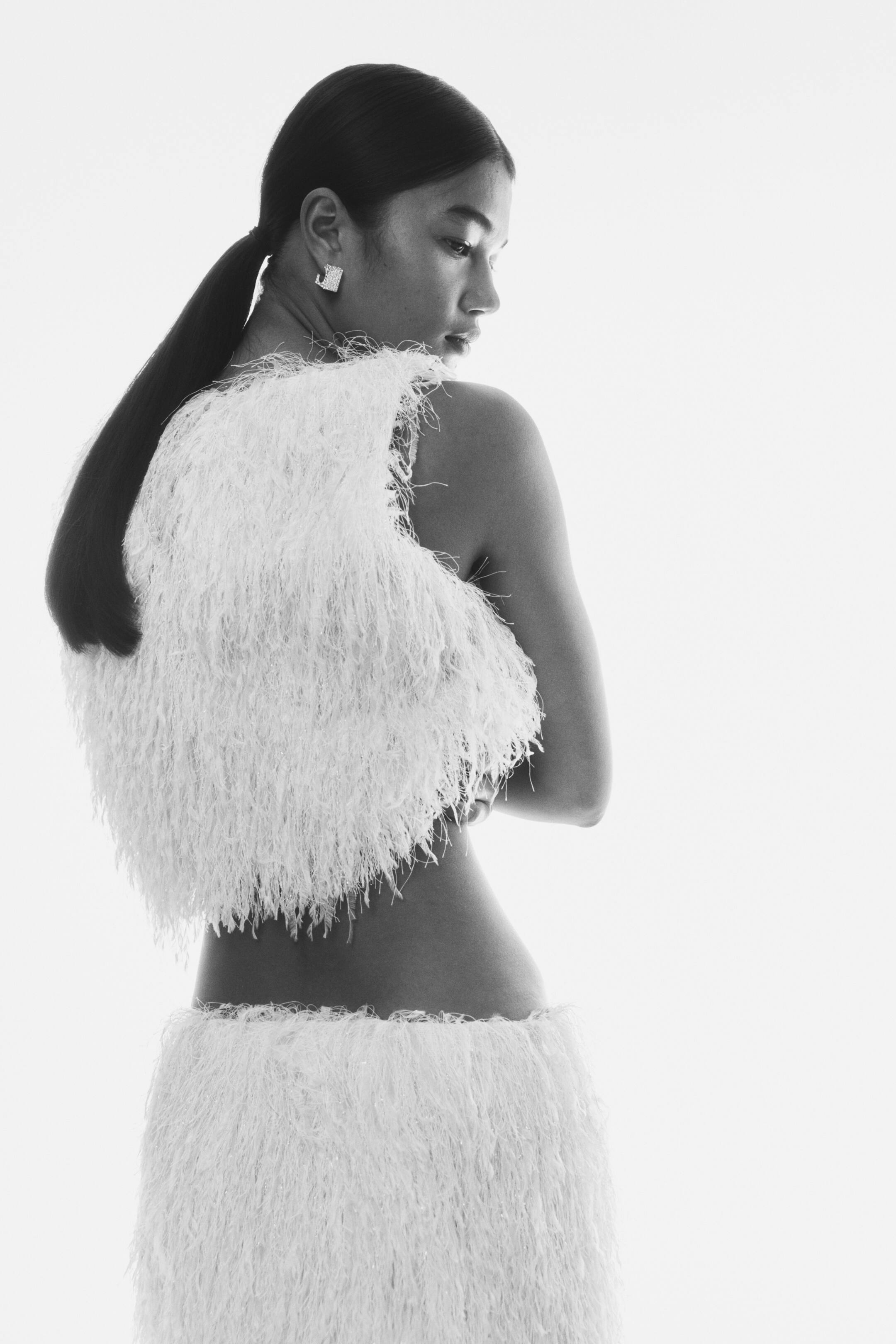 View larger image: Fringed Cropped Top - Cream - Ladies | H&M AU 3