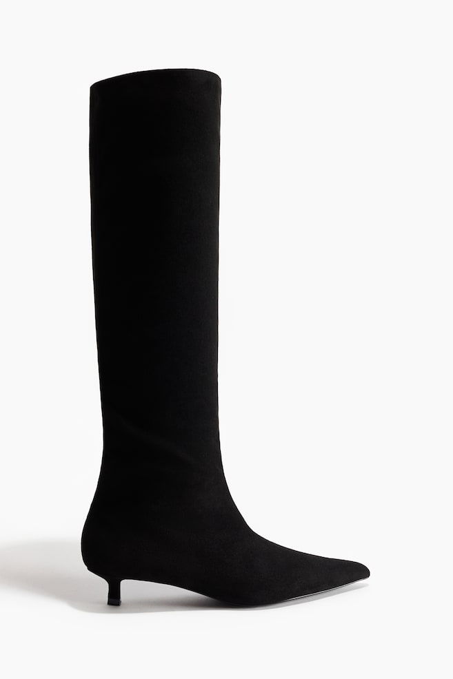 Bottes à talon kitten heel - Noir/Beige - 1