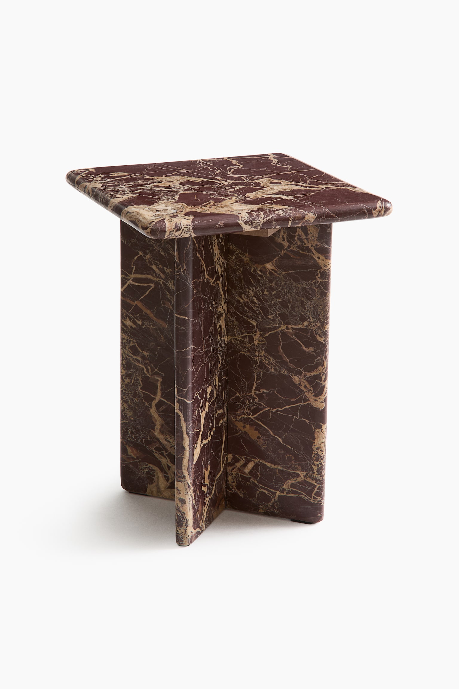 Marble side table - Burgundy/Marbled/Beige