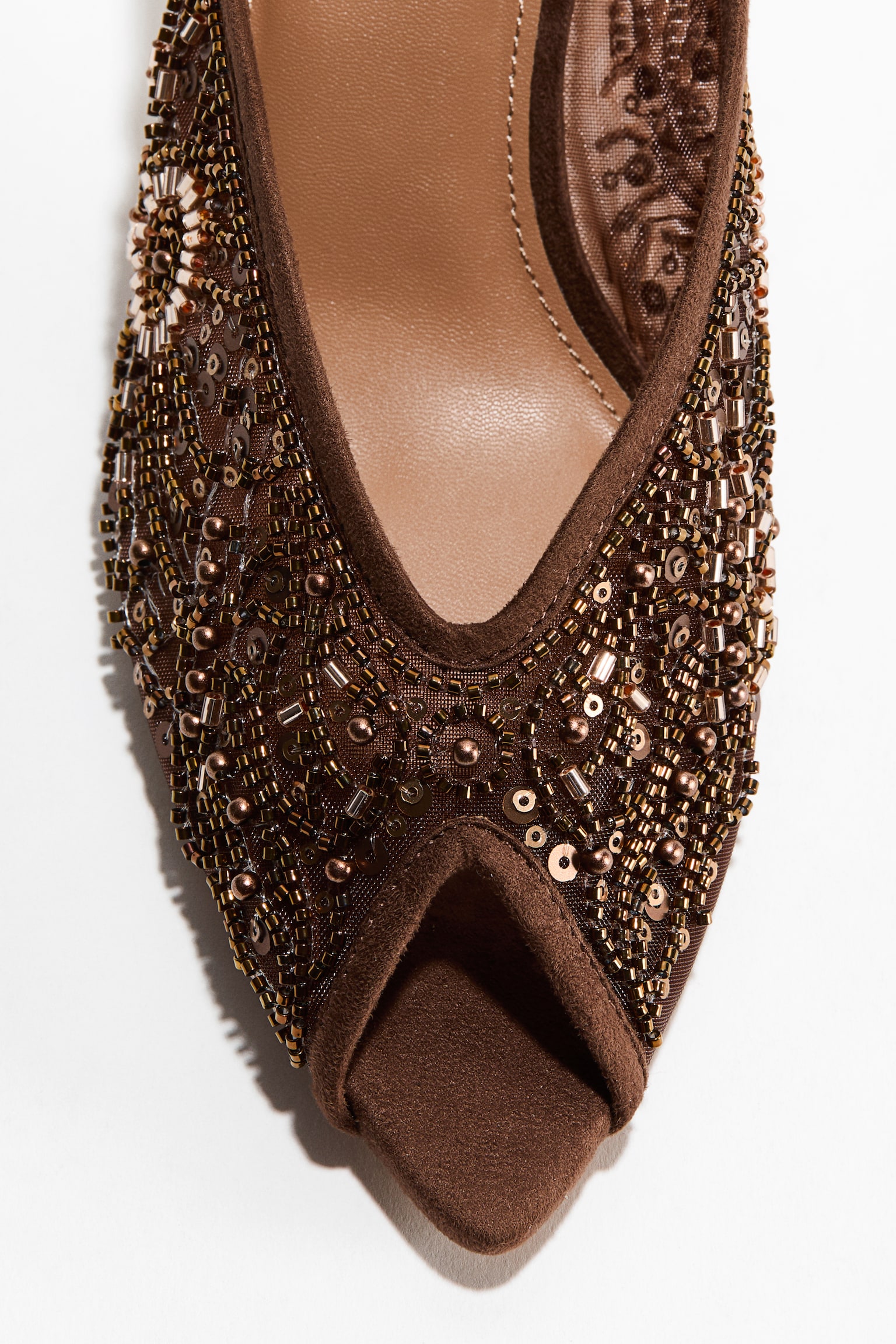 Женские сабо H&M Embellished Heeled Mules, цвет: Коричневый — фото 2