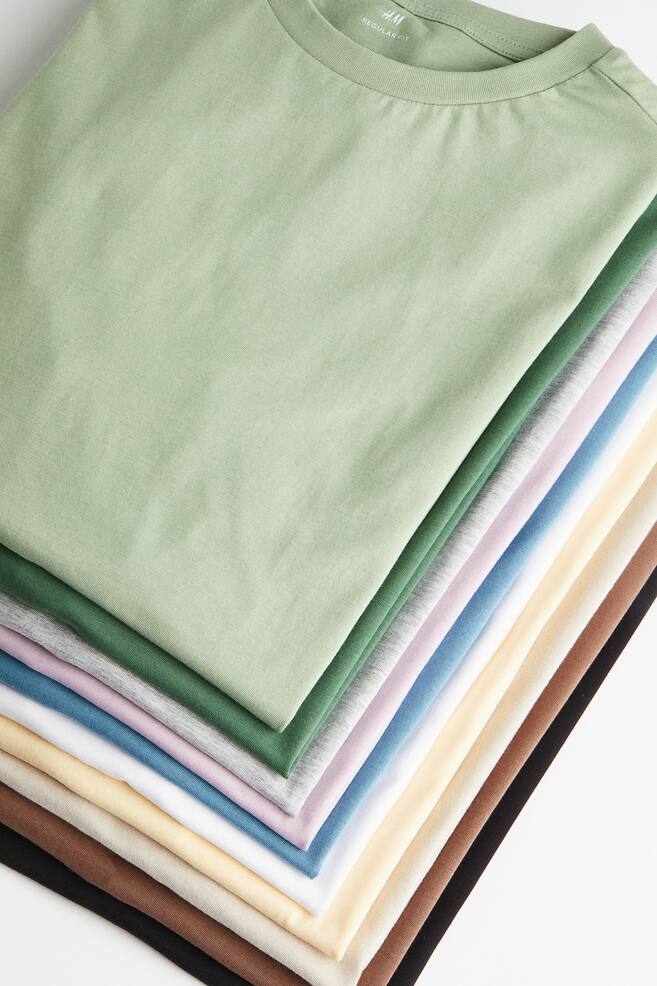 10-pack Regular Fit Round-neck T-shirts - Green/Light purple/Beige/White/Beige/Turquoise/Purple/Sage green/Green/Blue/Yellow/dc/dc/dc - 2