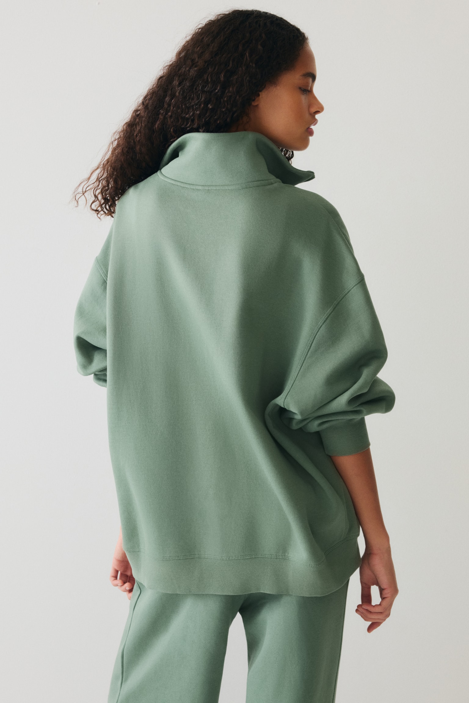 Женские толстовки H&M Half-Zip, цвет: Пыльный изумрудный зелёный — фото 4