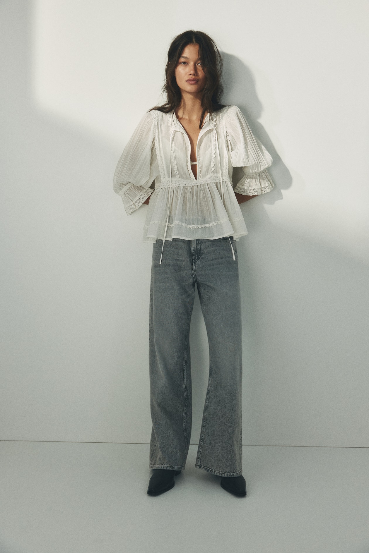 Lace-Trimmed Cotton Blouse - image 3