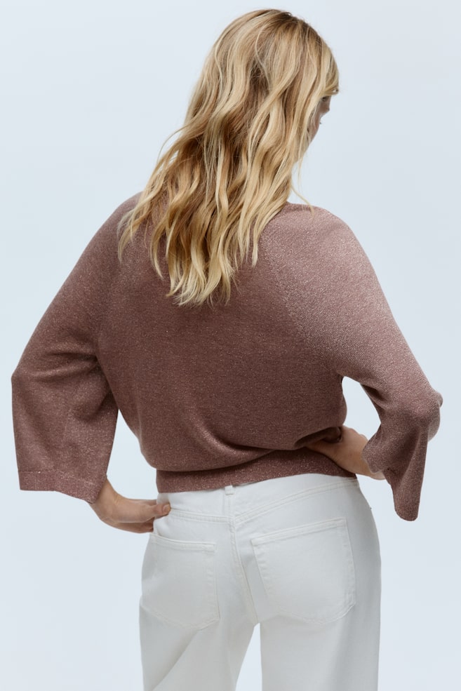 Fine-knit glittery top - Dusty pink marl/Dark grey/Dark khaki green - 5