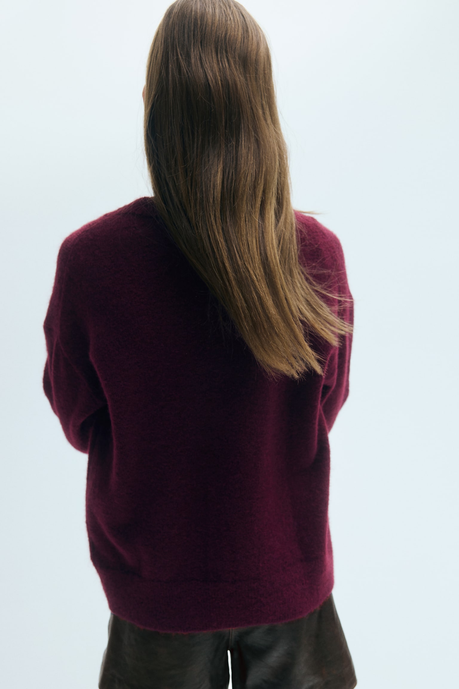 Женский свитер H&M Loose-Fit, цвет: Тёмный красный — фото 4