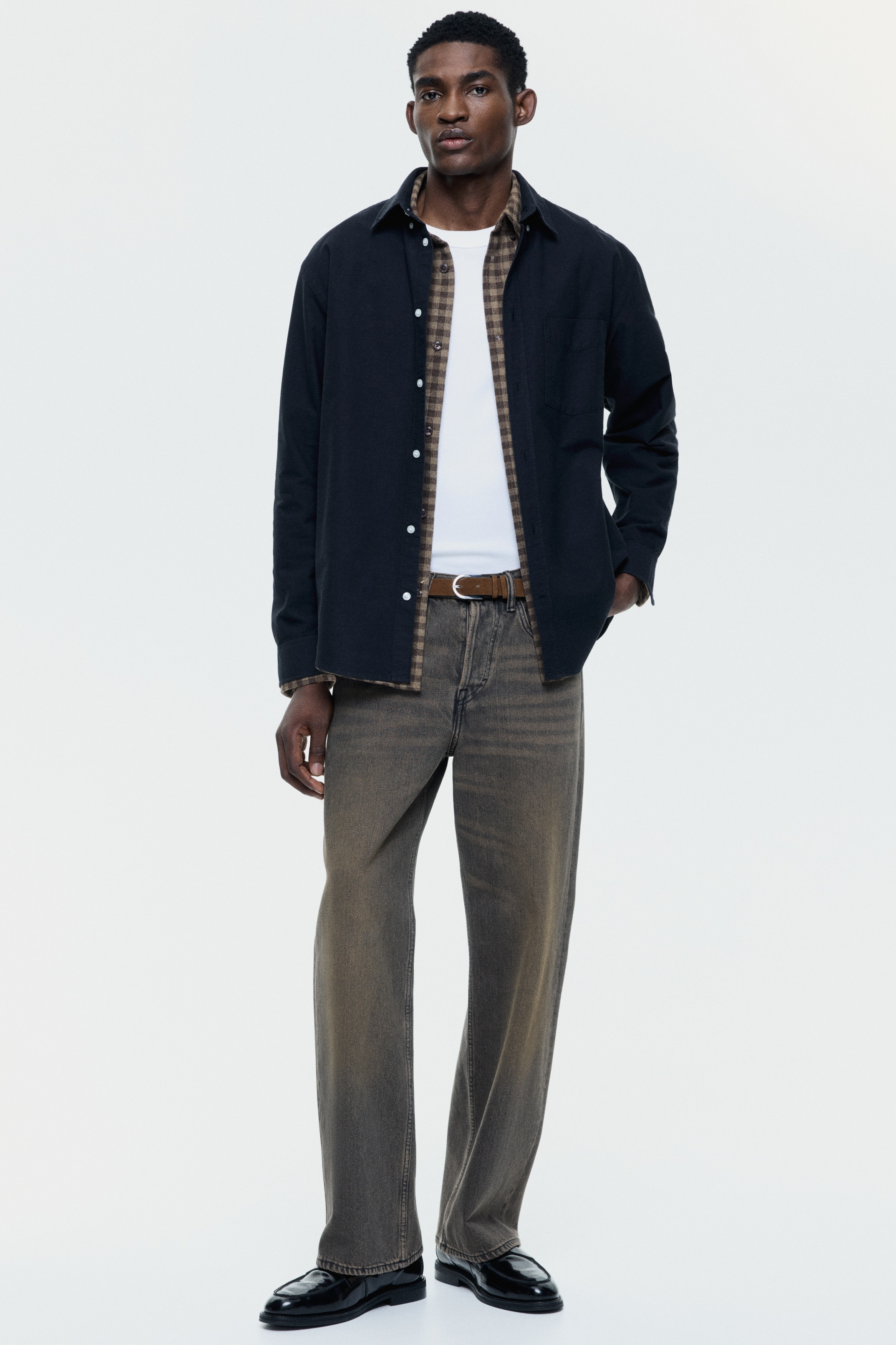 Men's Navy blue Regular Fit Oxford Shirt | H&M CA