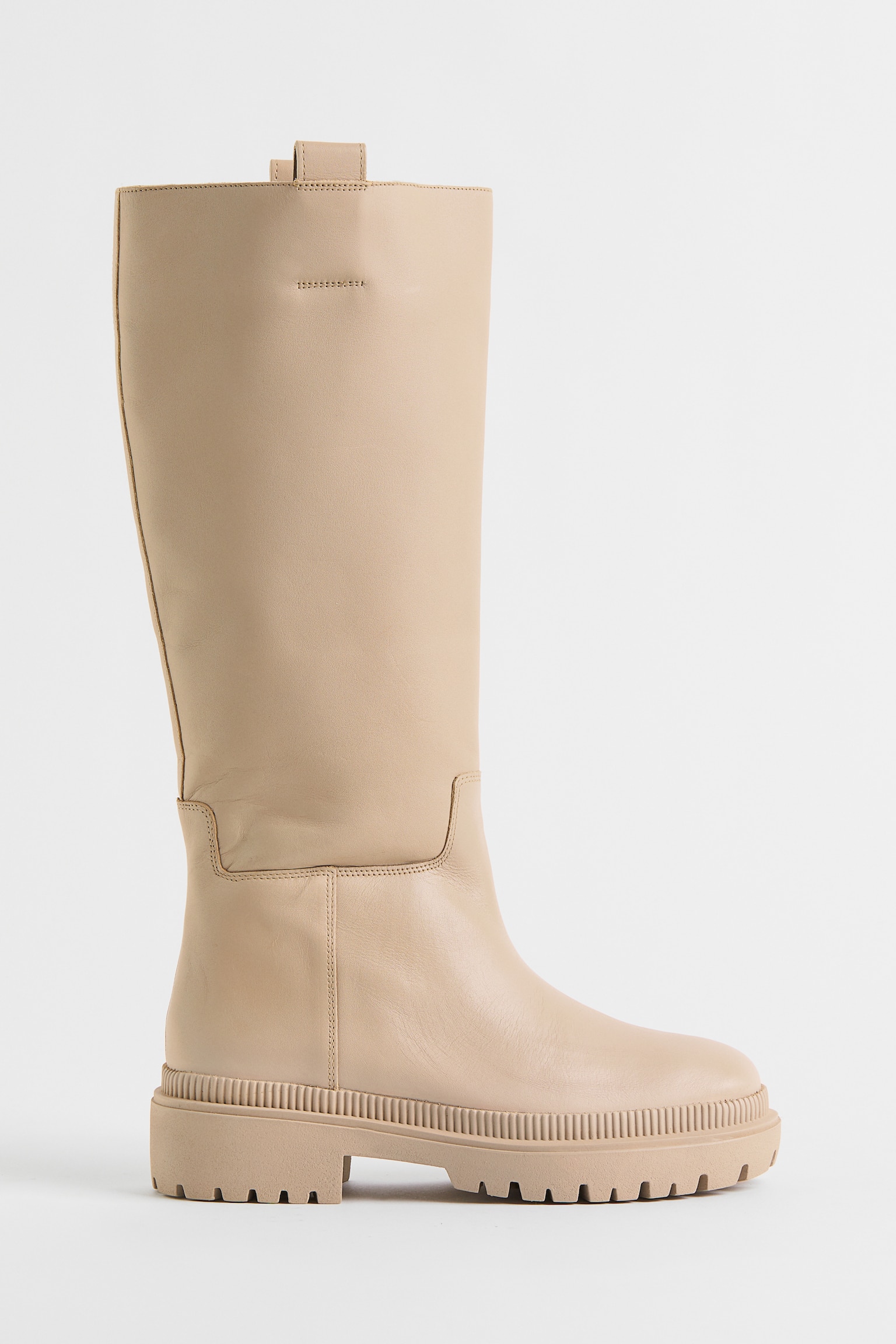 Leather knee-high boots - Light beige/Black - 1