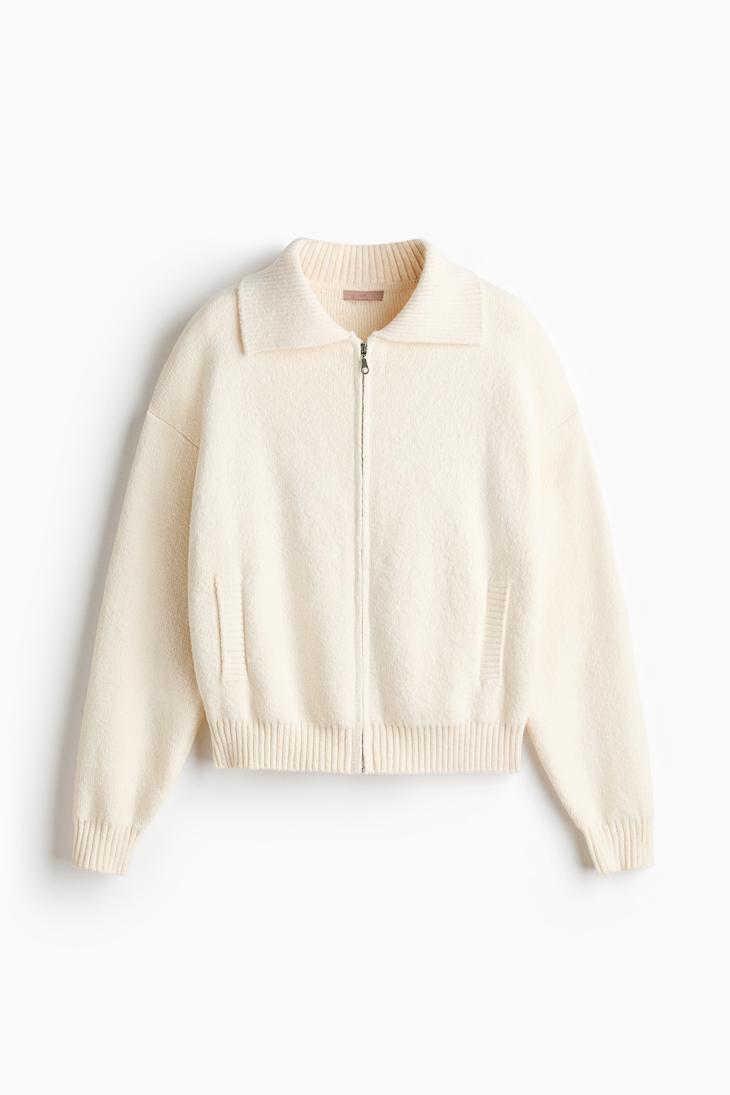 Knitted zip-through cardigan - Cream
