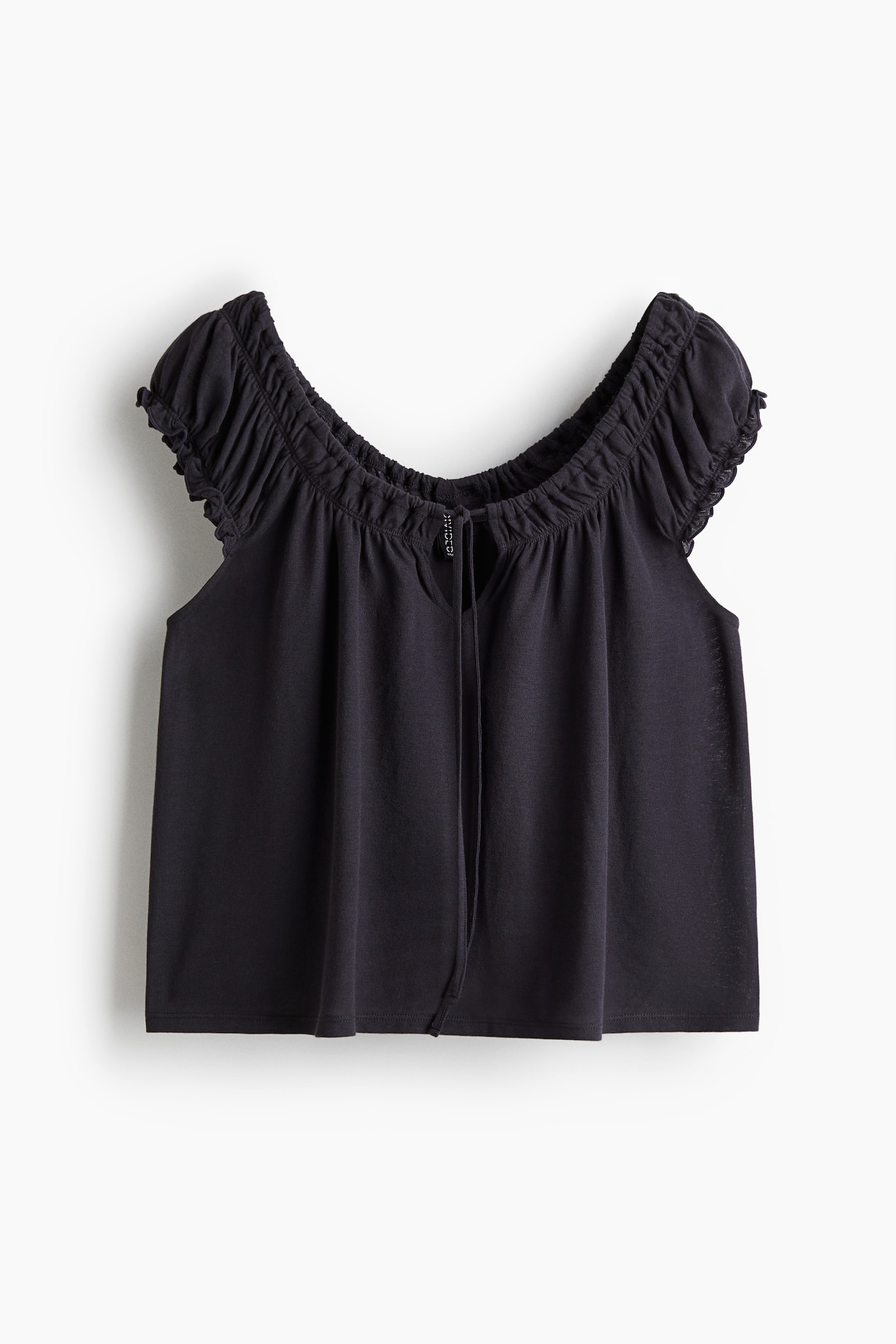 Gathered jersey top - Dark grey/Light grey marl/White/Striped - 1