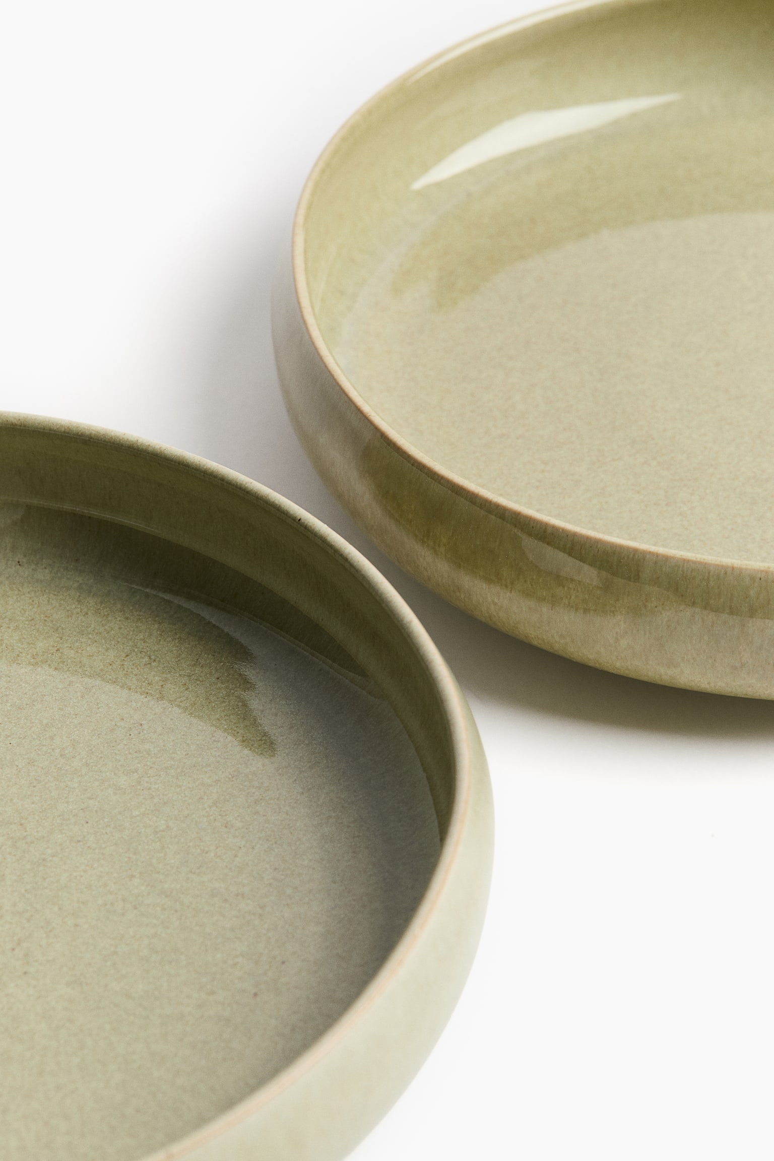 2-pack reactive-glaze soup plates - Green/Light beige - 3