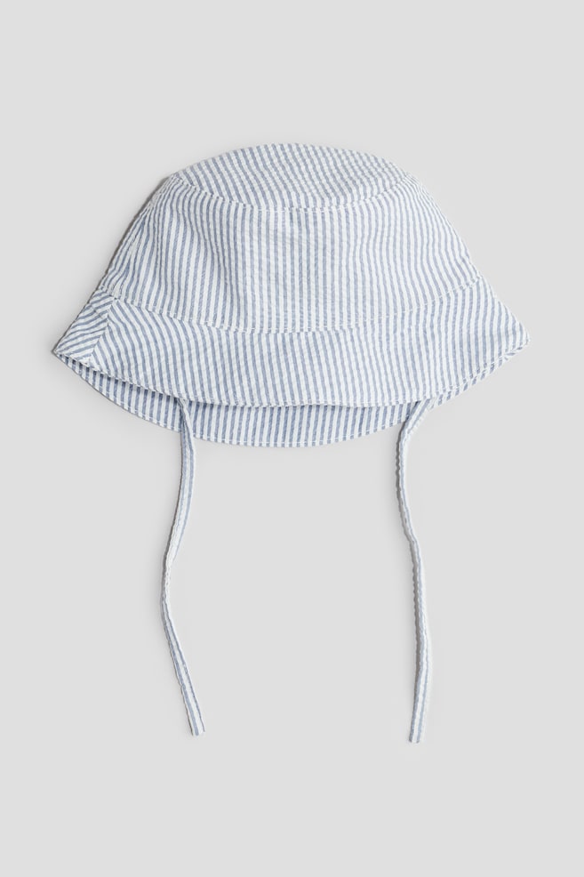 Oh Baby! Cotton Terry Sun Hat With Strap Mist Blue, Baby Hat With Velcro  Chin Strap