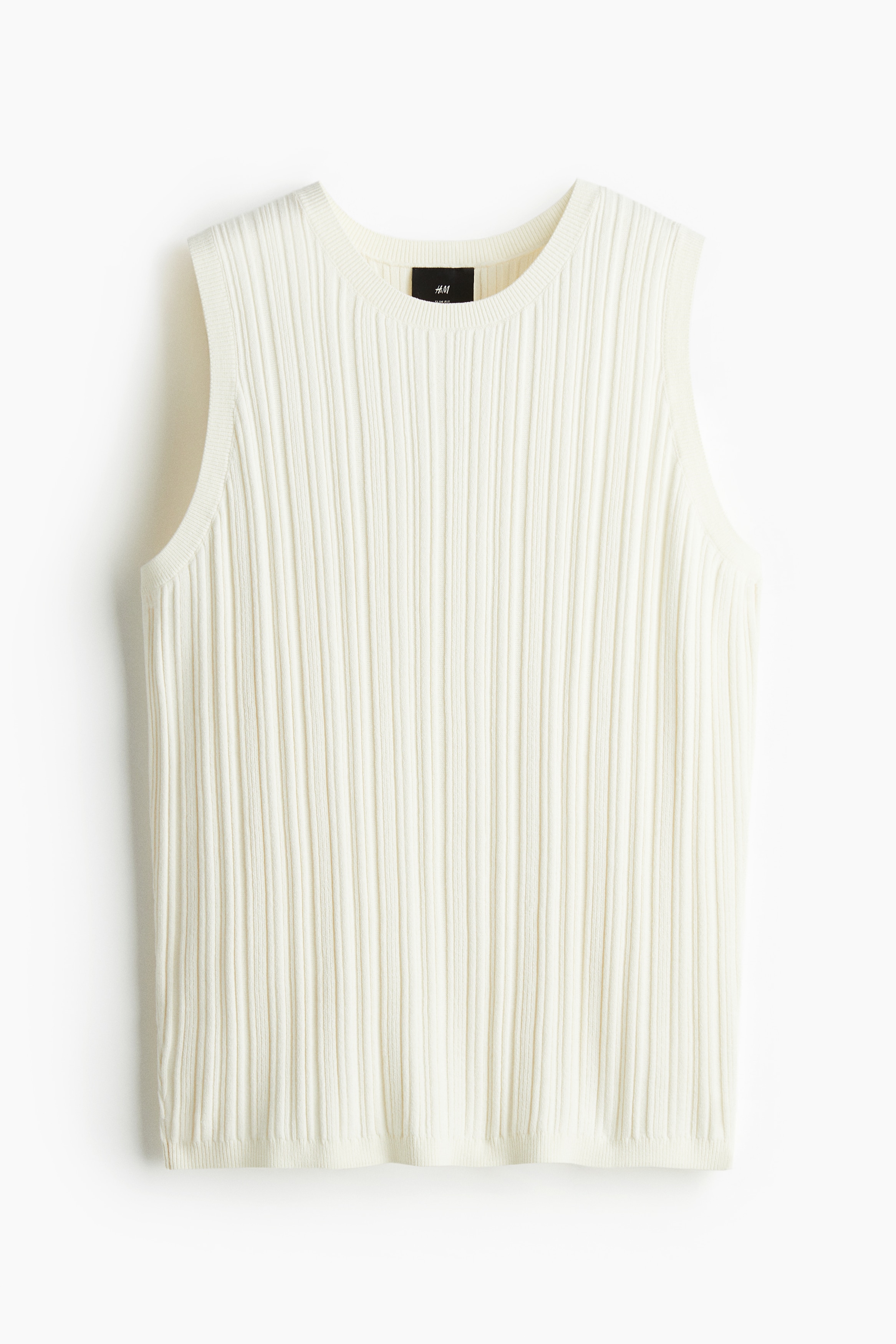 Slim-Fit Ribbed Tank Top - Cream/Black