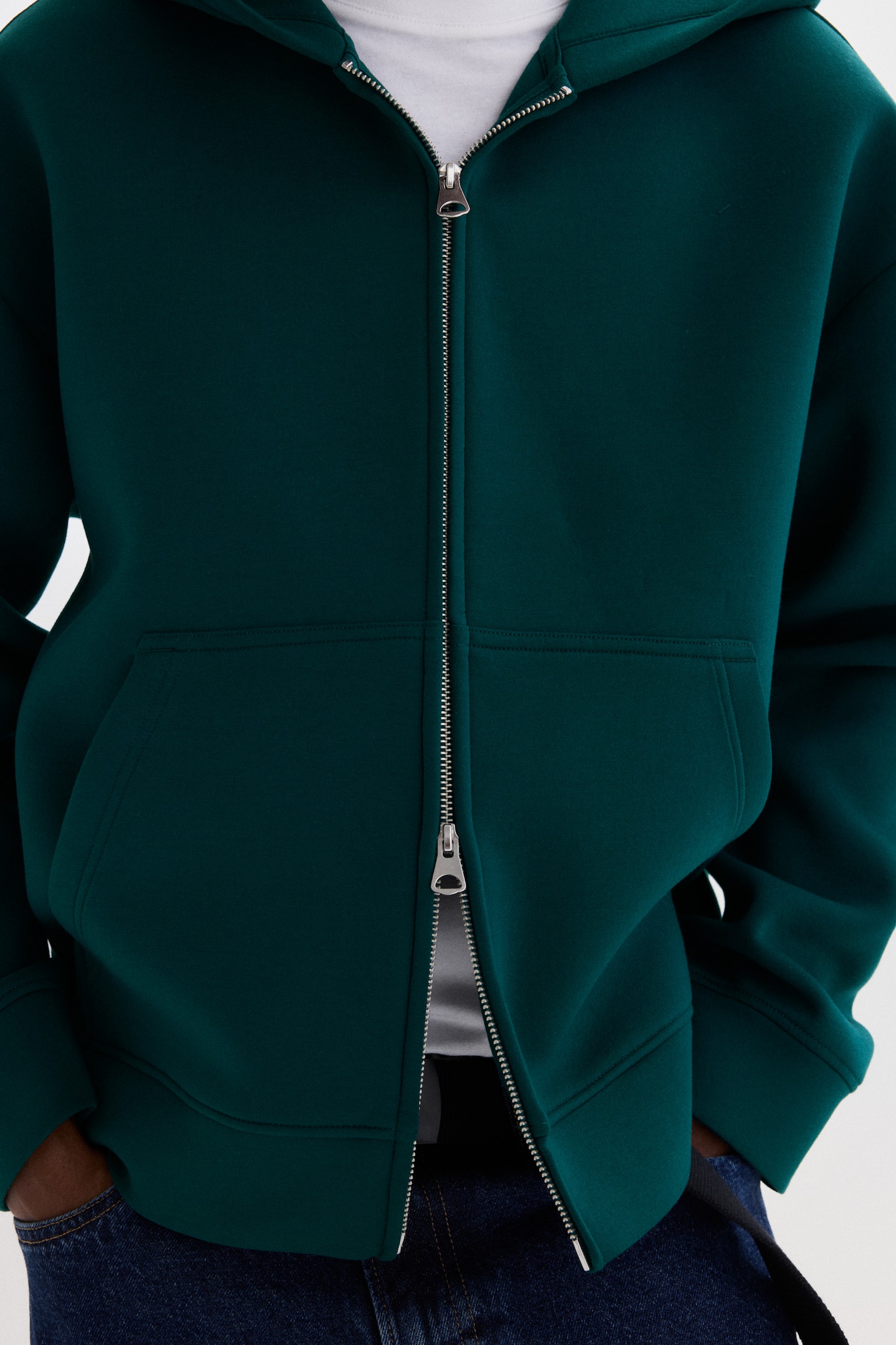 Loose Fit Scuba Zip-through hoodie - Dark teal/Black/Grey marl/Dark brown/Burgundy/Dark blue - 6