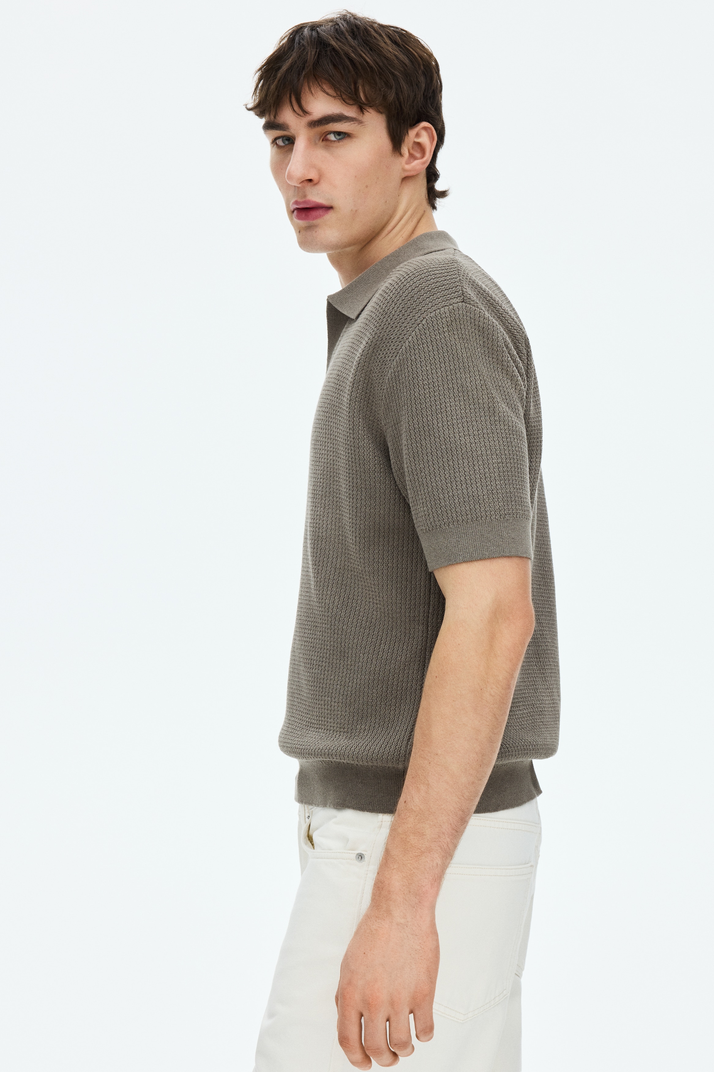 Regular Fit Cable-knit polo shirt