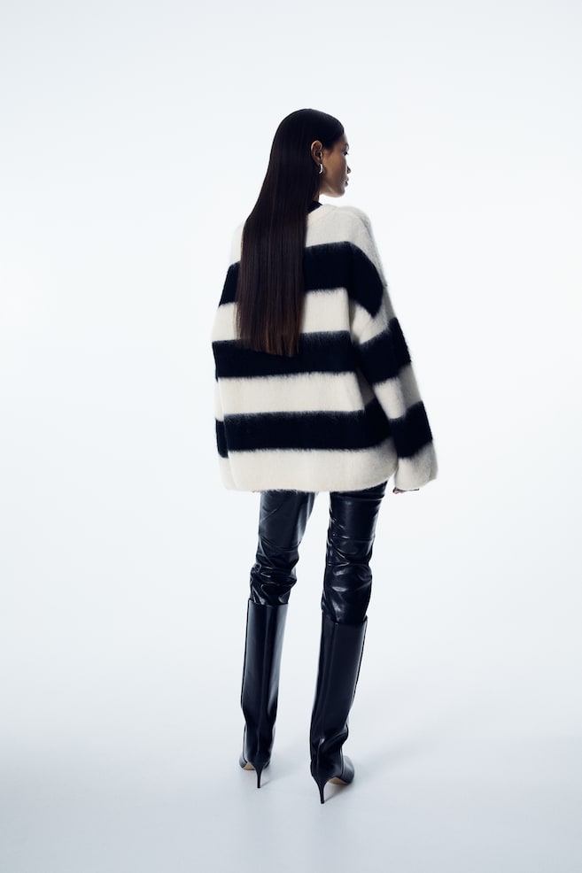 Oversized mohair-blend jumper - White/Striped/Black/Cream/Dark grey/dc - 3