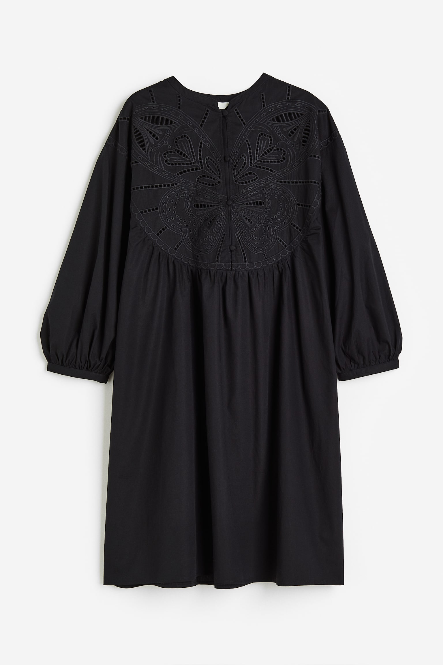 Broderie Anglaise Dress - Black/Embroidered - 1