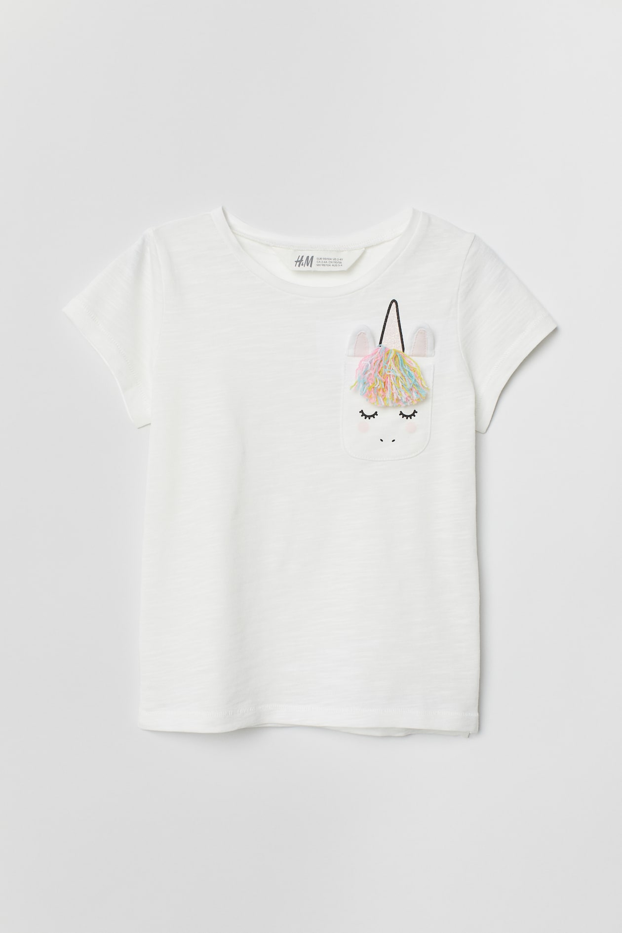 Appliquéd T-shirt White/Unicorn Kids H&M