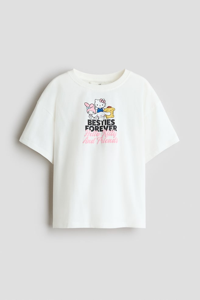 Printed cotton T-shirt - White/Hello Kitty/Light yellow/CapyFun/Black/KPop Demon Hunters/White/Pochacco/Light dusty blue/Cinnamoroll/Dark grey/Lilo & Stitch/Pink/Lilo & Stitch/White/KPop Demon Hunters/Light dusty blue/CapyFun/Ivory/SmileyWorld®/Light pink/Snoopy - 1