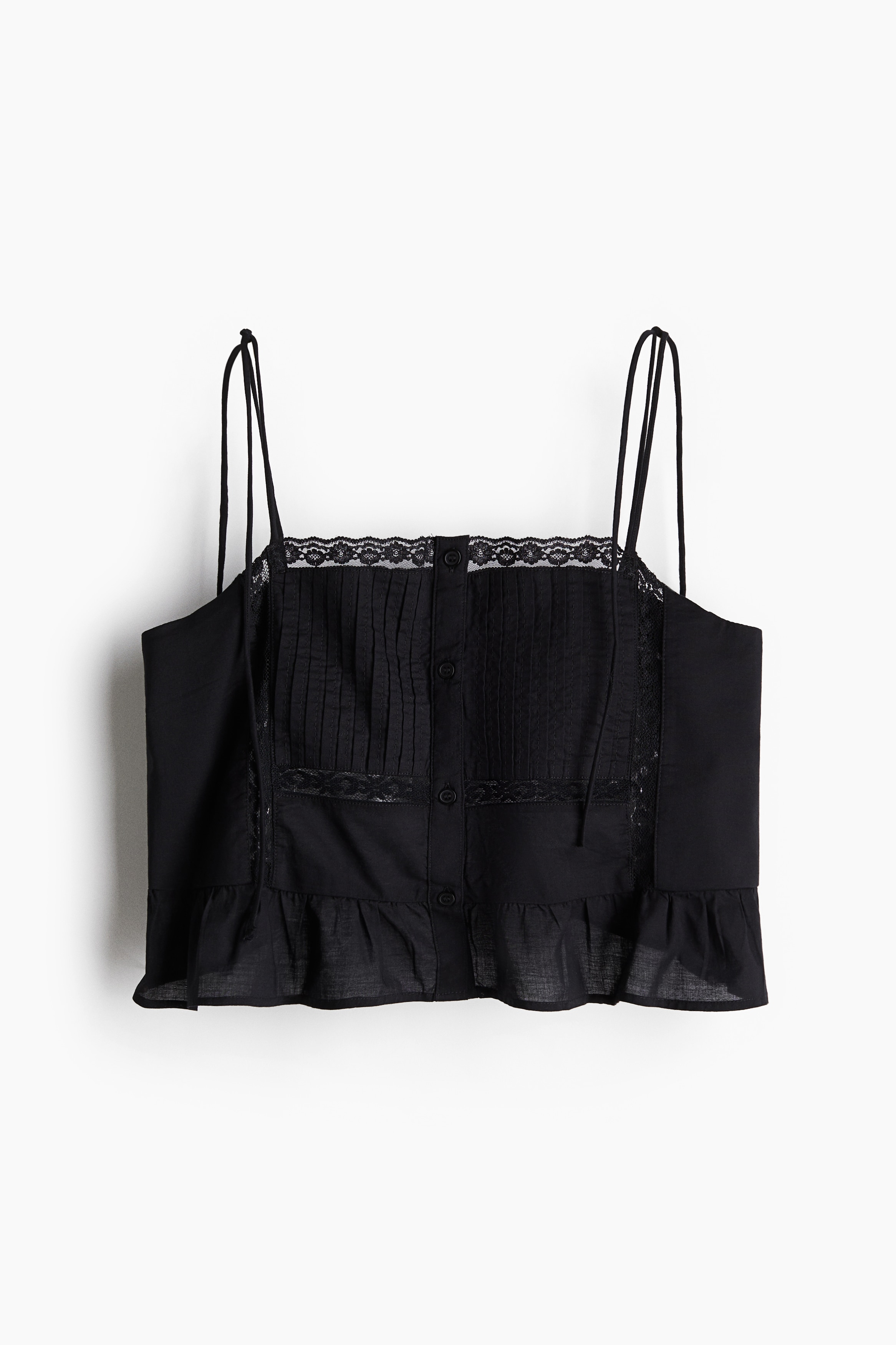 Flounce-Trimmed Camisole Top - Black/White