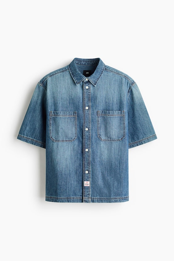 Мужские рубашки H&M Relaxed-Fit Denim Shirt