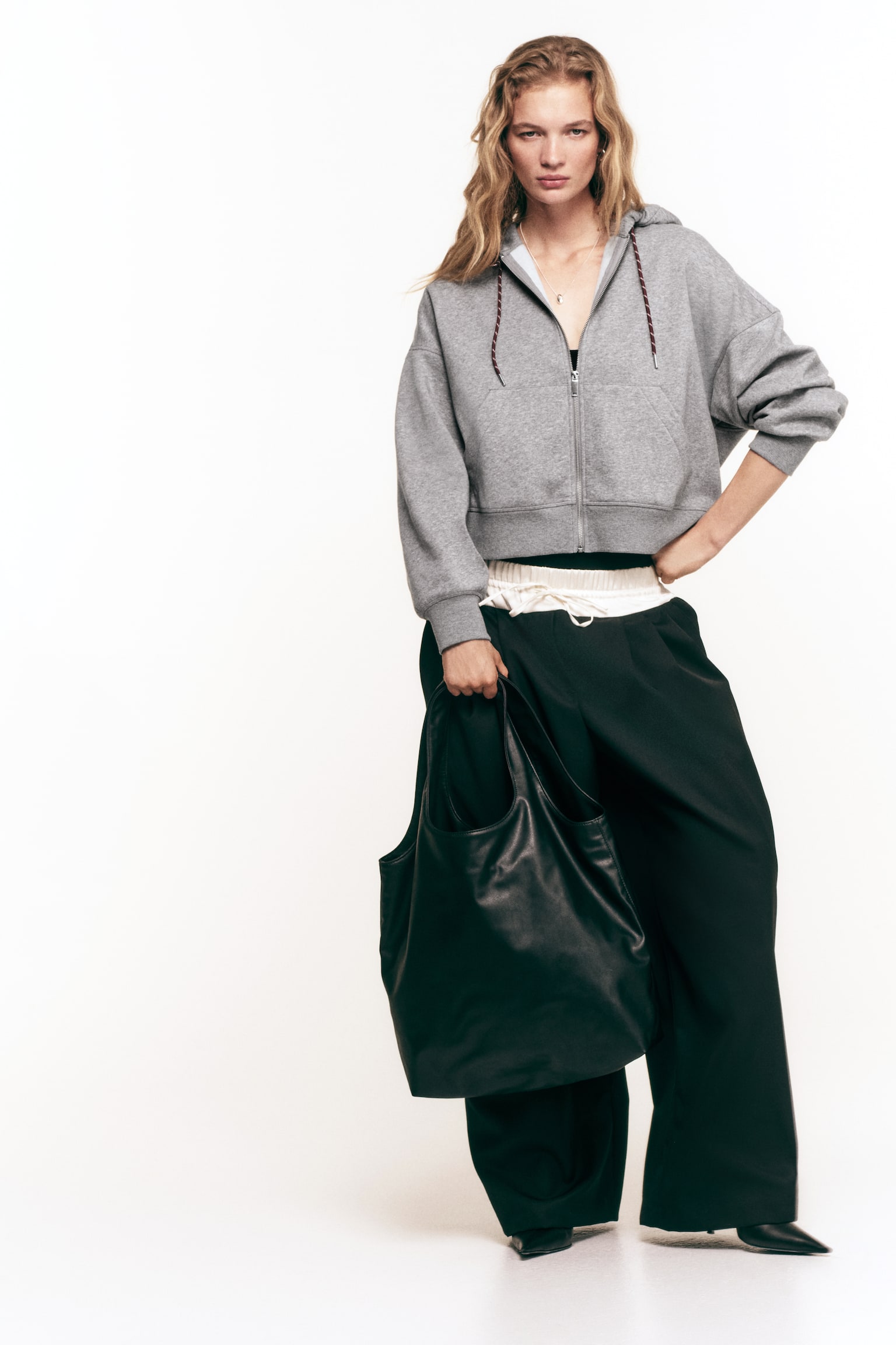 Zip-through hoodie - Grey marl - 1