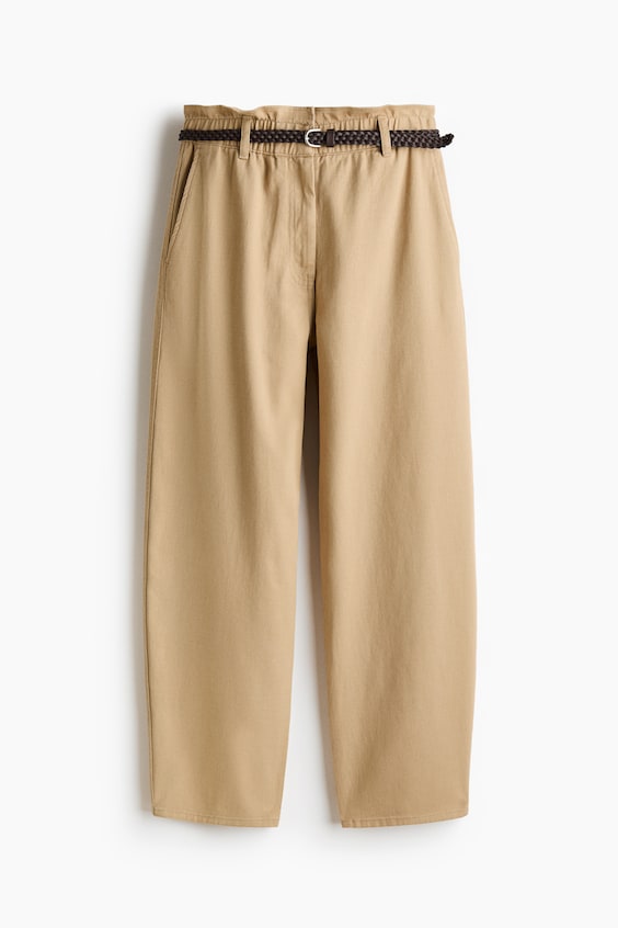 Женские брюки H&M Belted Barrel-Leg Pants
