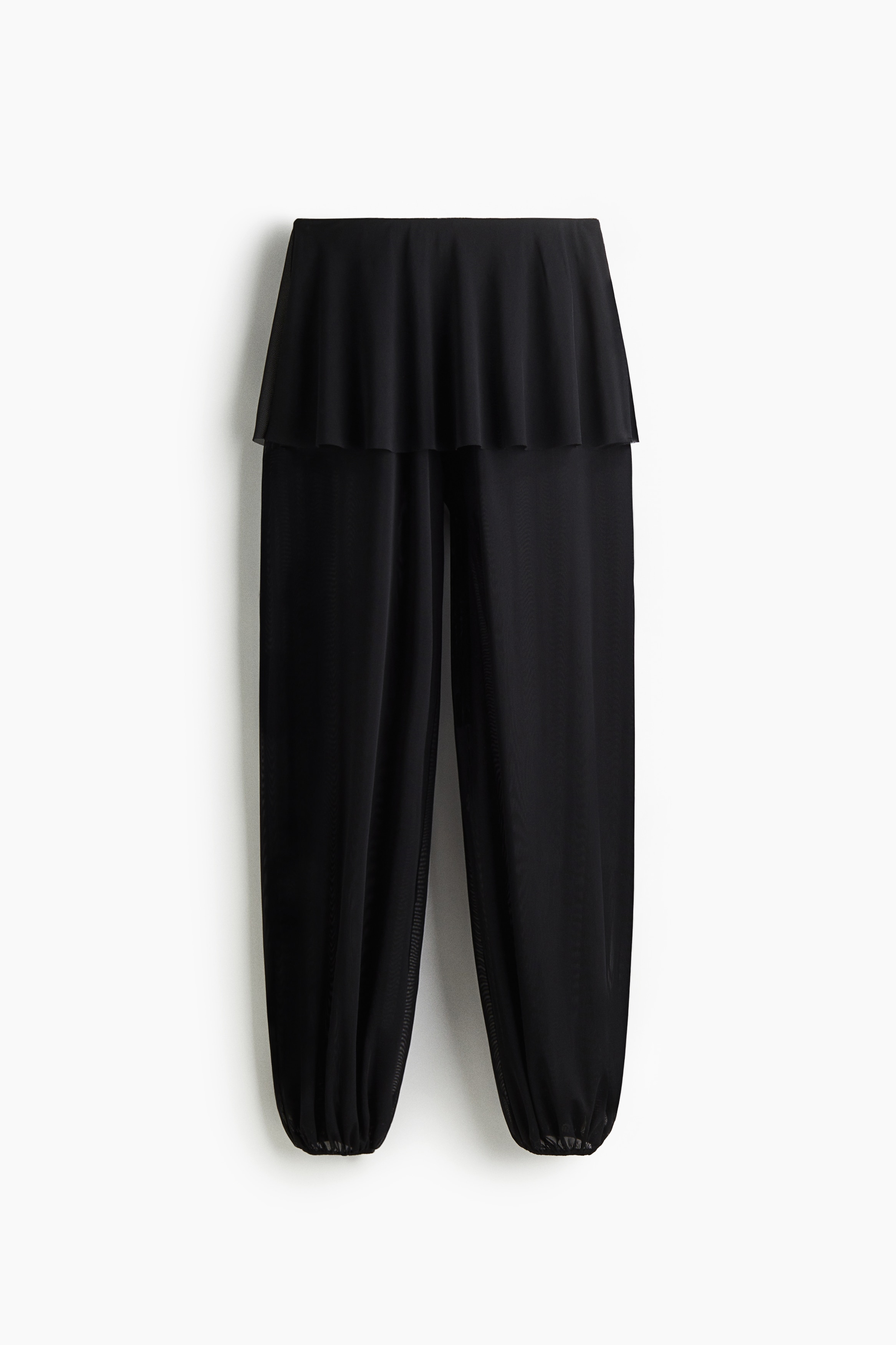 Skirt Layered Mesh Pants - Black
