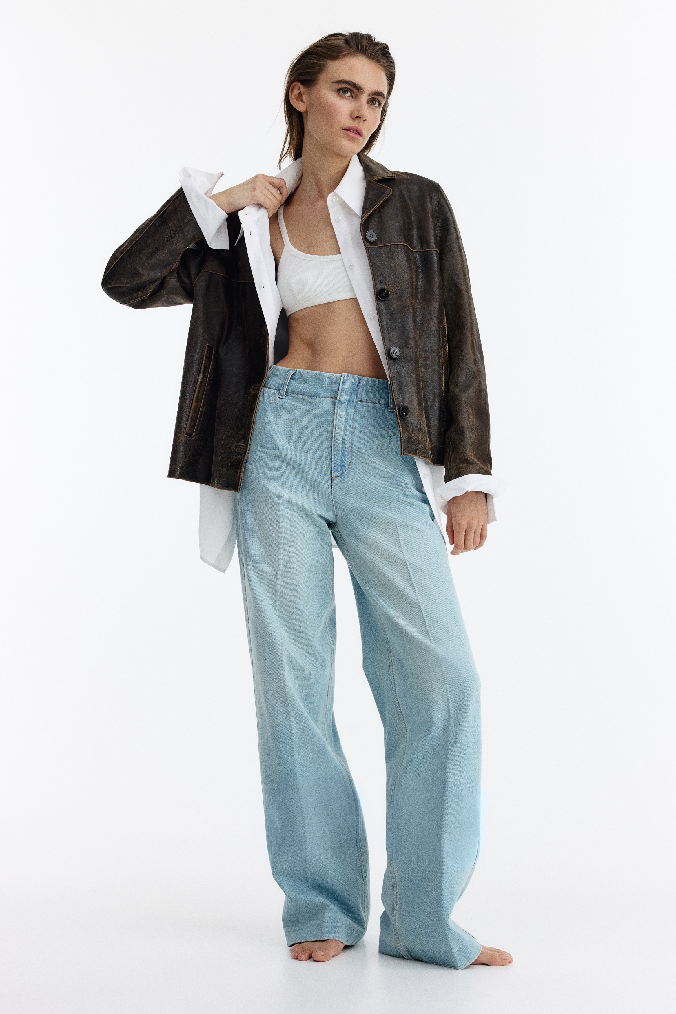 Straight High Jeans - Light denim blue/White/Denim blue/Denim blue