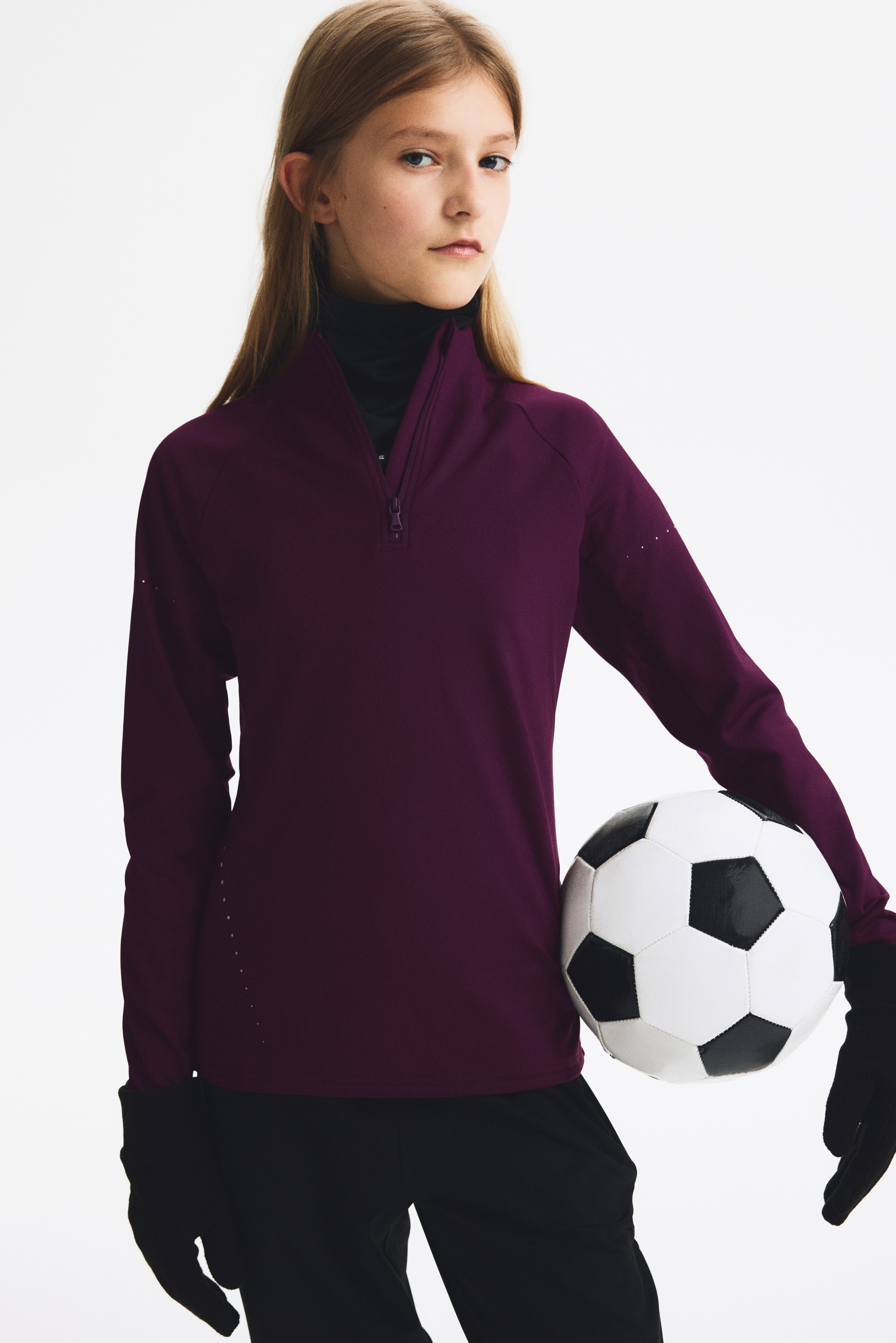 Warming mid-layer football top with ThermoMove™ - Lilac plum