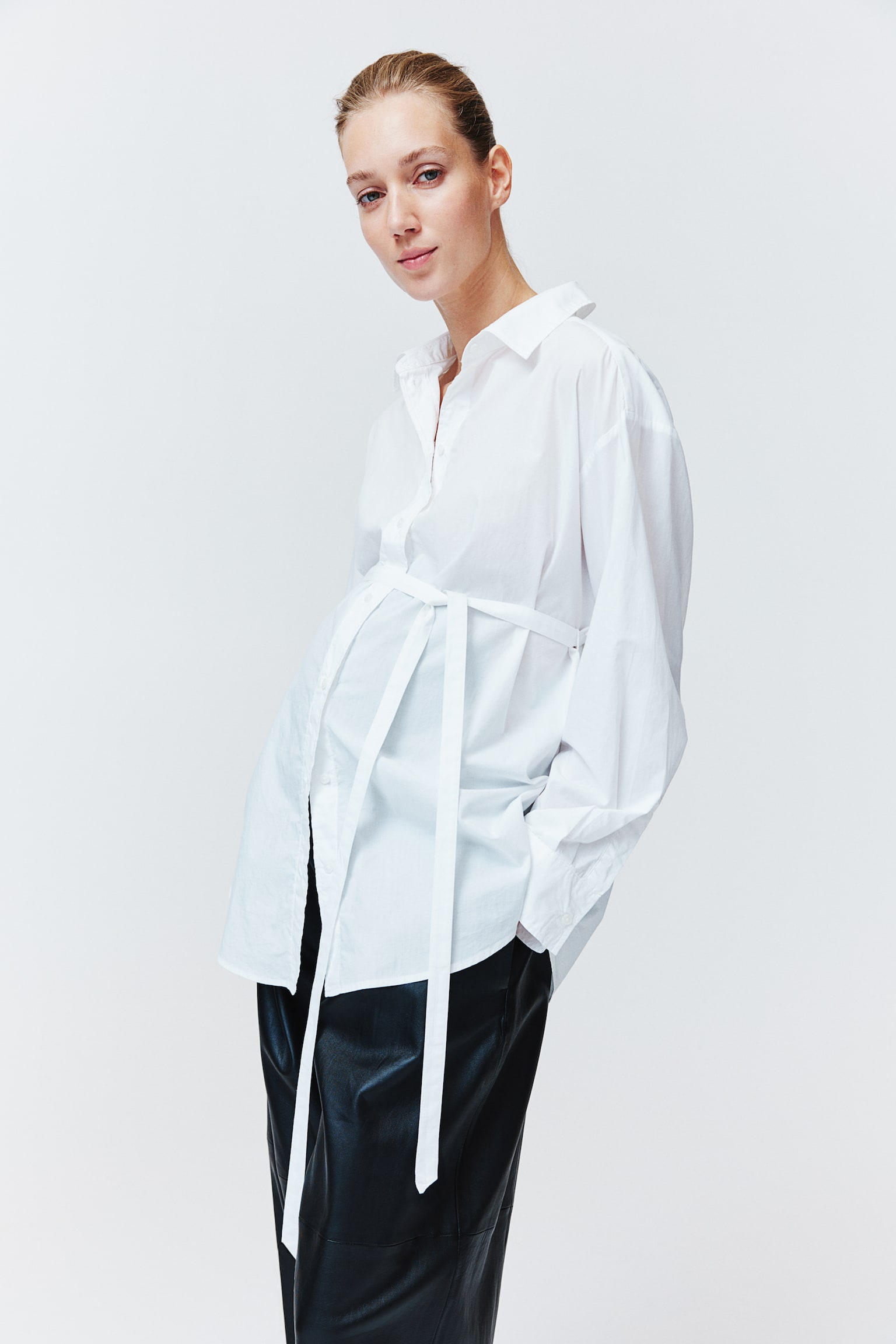 MAMA Before & After tie-belt shirt - White - 1