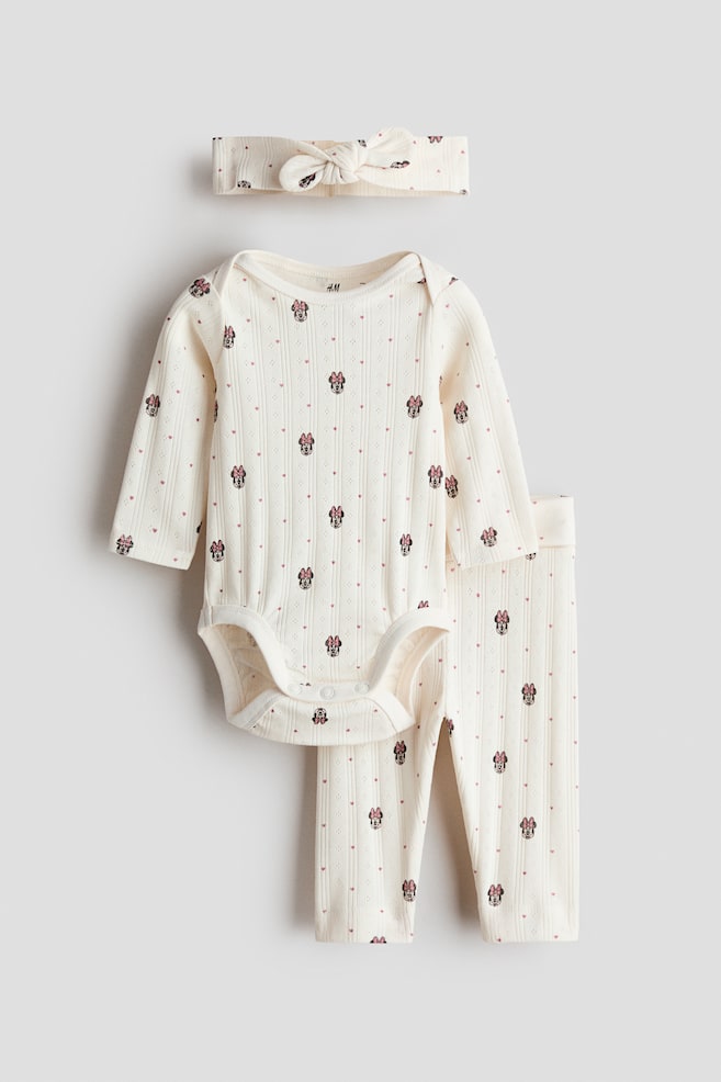 3-piece printed jersey set - Cream/Minnie Mouse/Dusty turquoise/Mickey Mouse/Cream/Winnie the Pooh/Light green/Mickey Mouse - 1