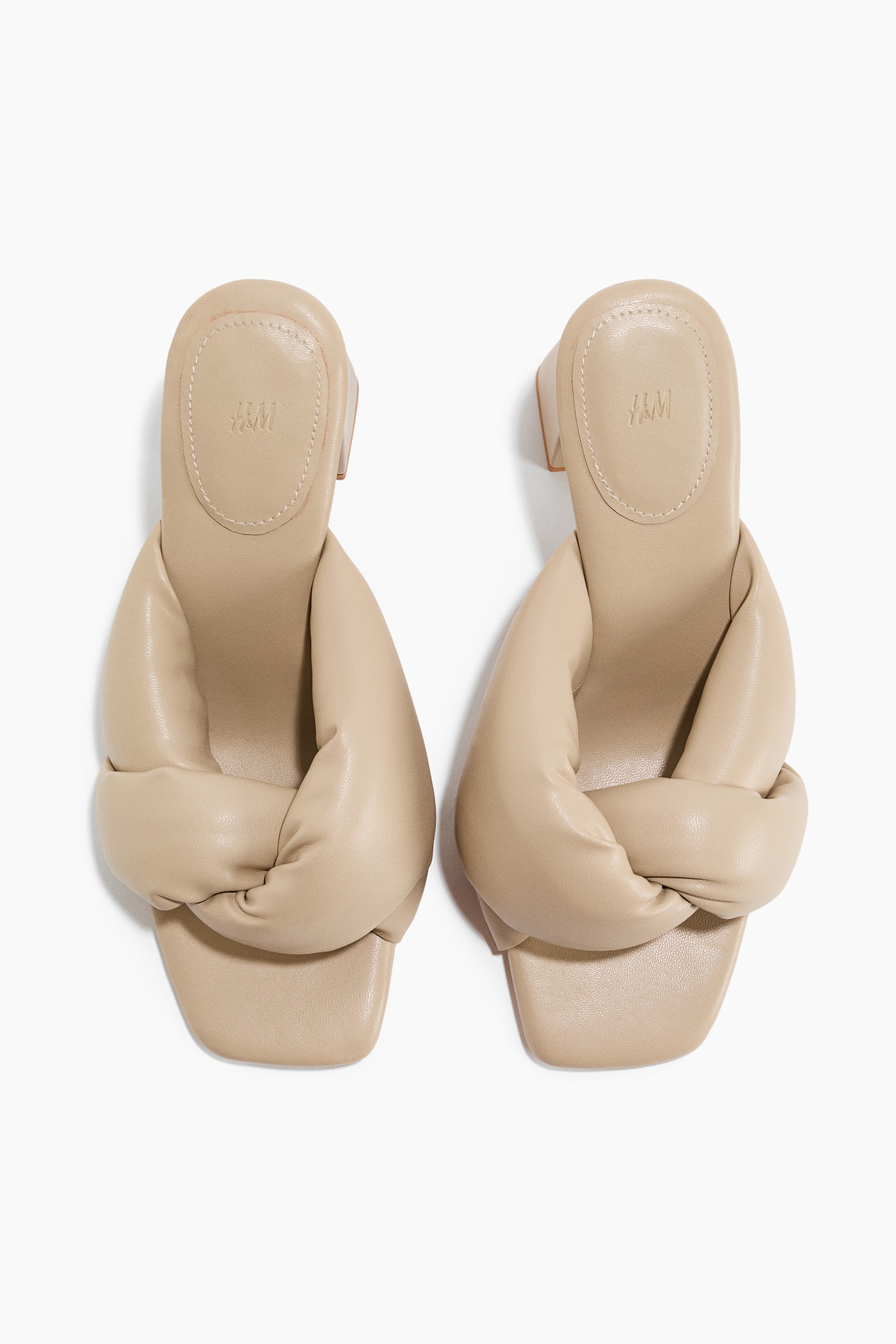 Женские сабо H&M Heeled Mules, цвет: Бежевый — фото 4