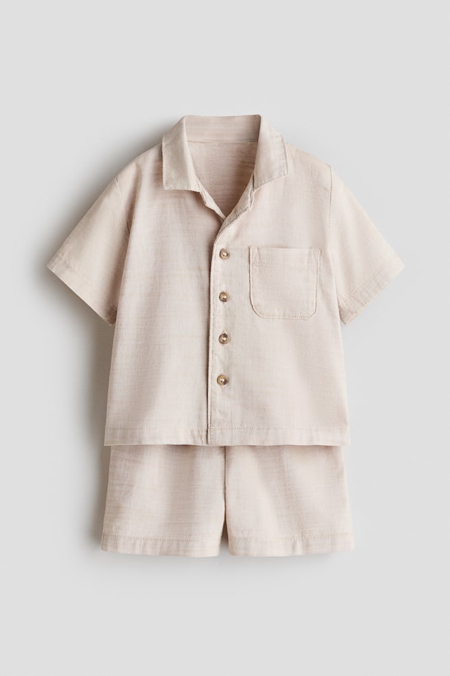 2-Piece Set - Light beige/Yellow/white striped/Light blue/white striped/Dark denim blue - 1