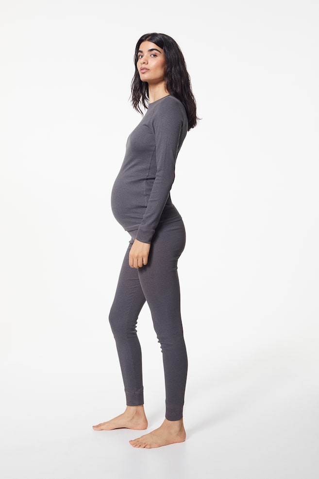 MAMA 2-piece top and trousers set - Dark grey/Greige - 4