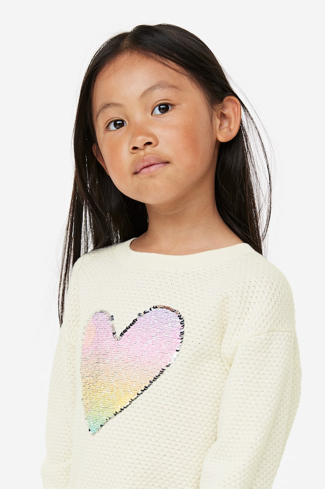 Reversible sequin-motif jumper - Natural white/Heart/Light pink/Rainbow/Natural white/Butterfly/Pink/Bunny/dc/dc/dc/dc - 3