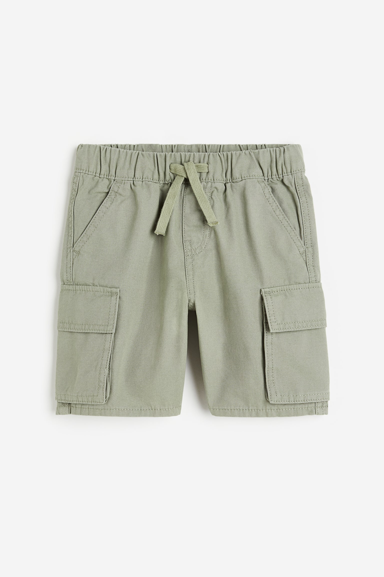 Cotton cargo shorts - Grey-green/Black/Light blue - 1