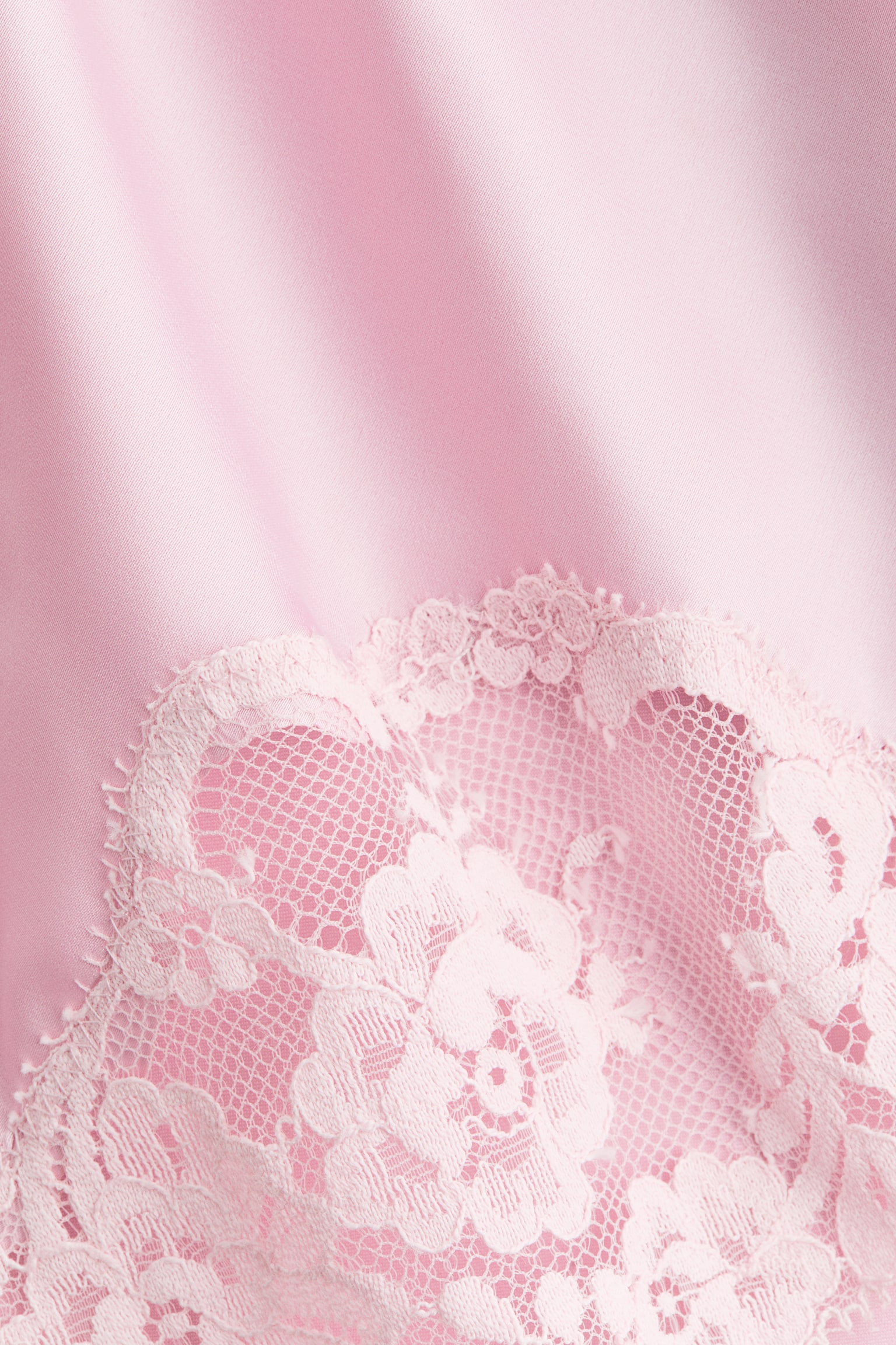 Lace-trimmed satin nightslip - Light pink - 4
