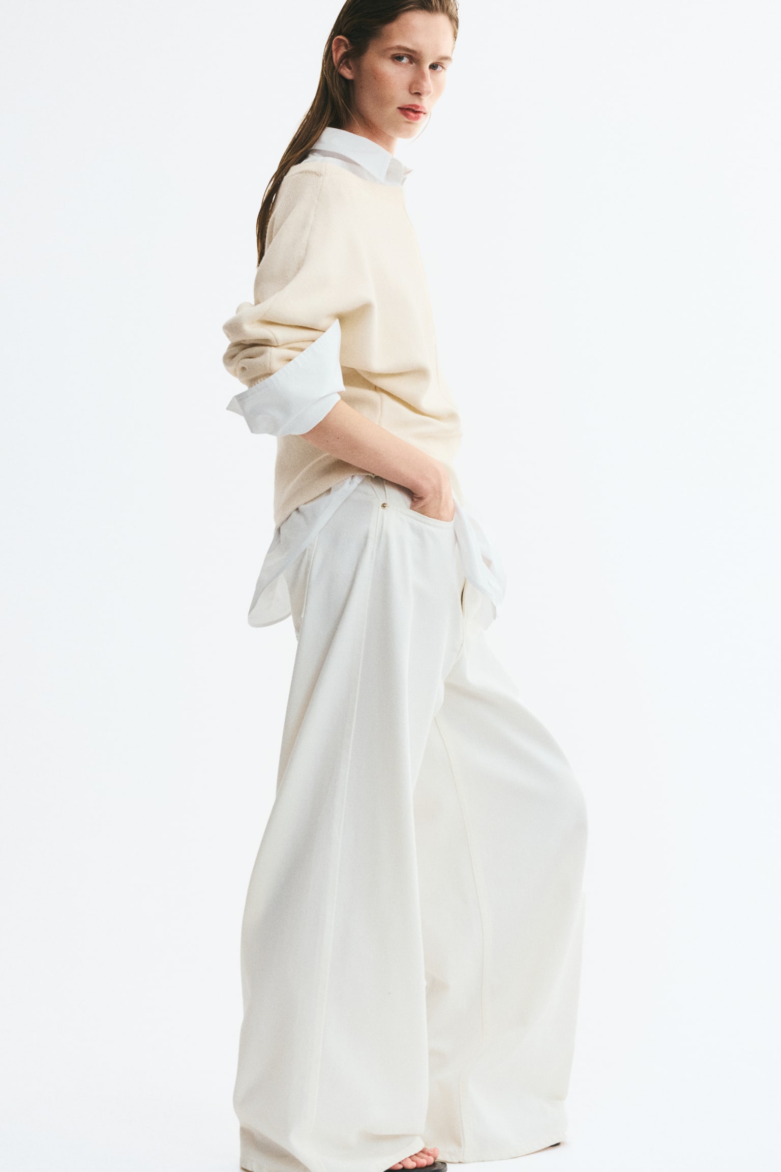 Женский свитер H&M Viscose-Blend Boat-Neck, цвет: Кремовый — фото 3