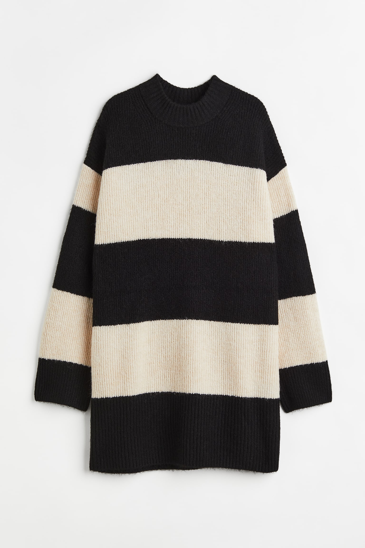 Robe en maille - Noir/rayé