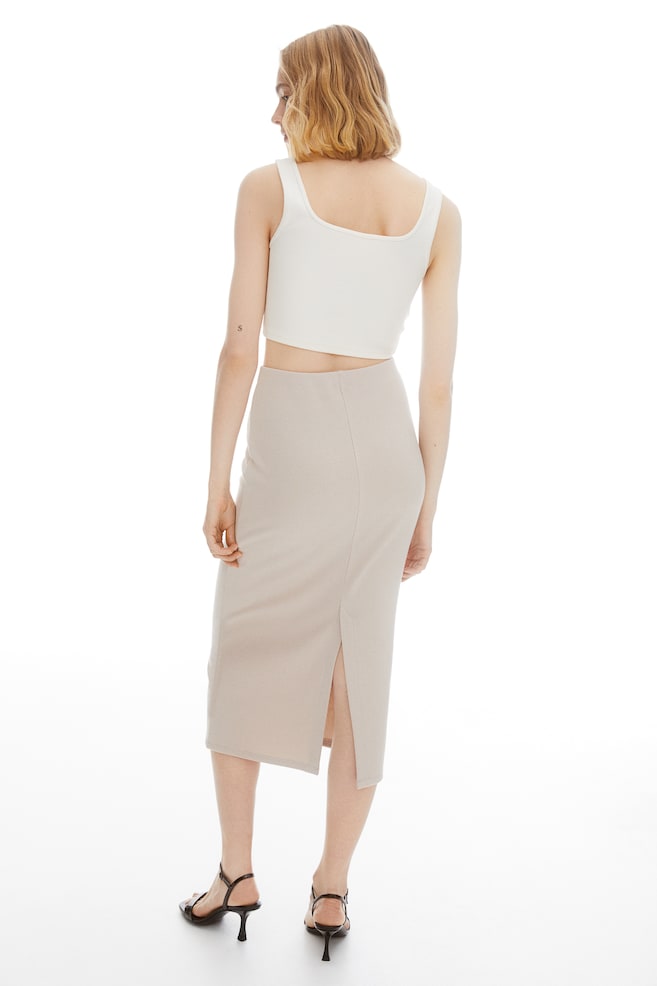 Textured pencil skirt - Light beige/Black - 4