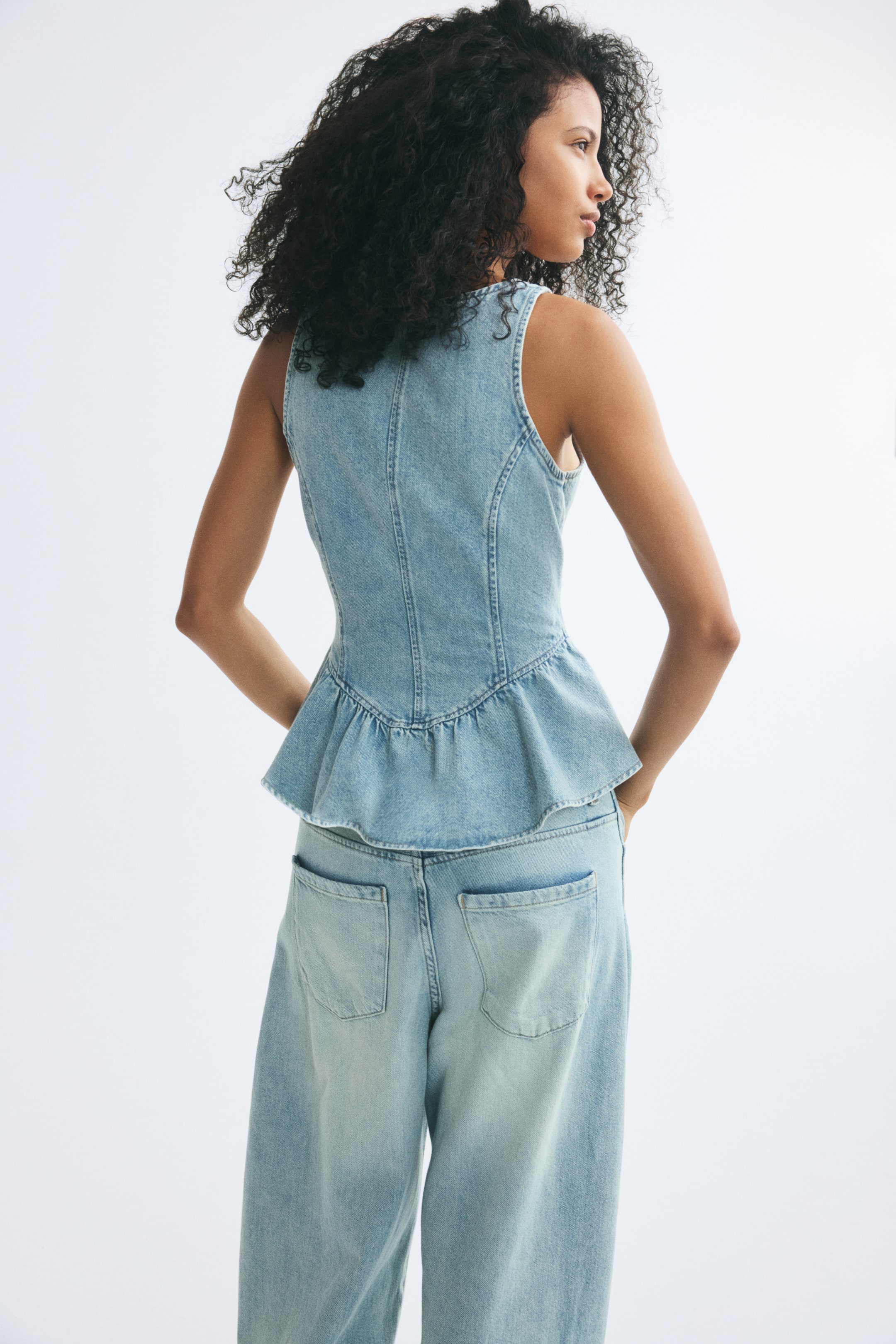 Denim Peplum Top
